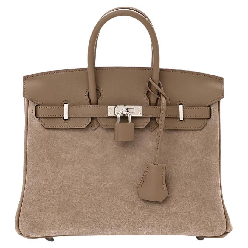 Hermès Gris Caillou Etoupe Birkin 25 Grizlly Swift Calfskin Palladium Hardware