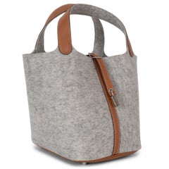 HERMES Gris Claire Feutre / Gold Swift leather PICOTIN 22 Bag Phw