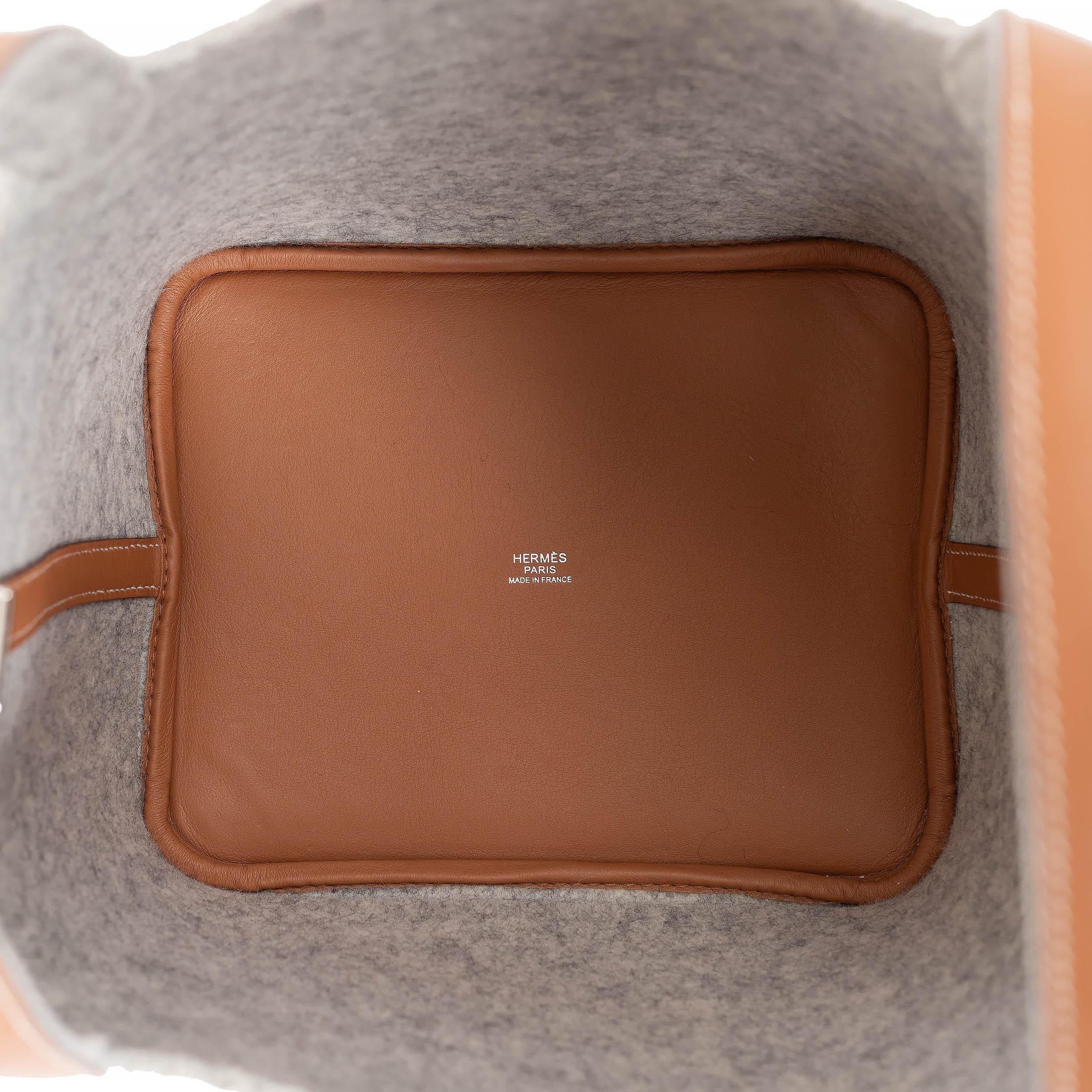 HERMES Gris Claire Feutre / Gold Swift leather PICOTIN 22 Bag Phw For Sale 1
