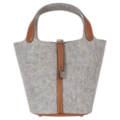 HERMES Gris Claire Feutre / Oro Swift in pelle PICOTIN 22 Borsa Phw