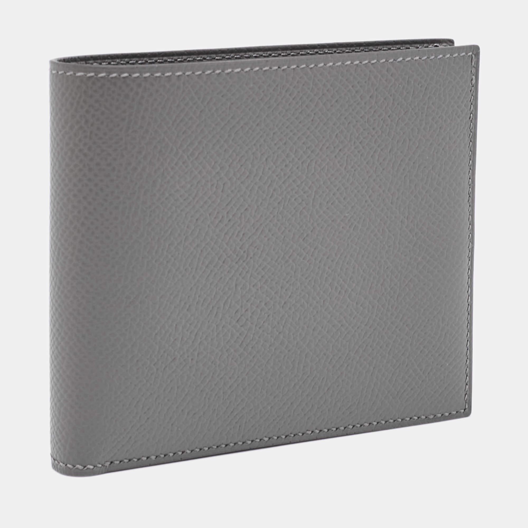 Hermes Gris Epsom Leather MC² Copernic Wallet In New Condition For Sale In Dubai, Al Qouz 2