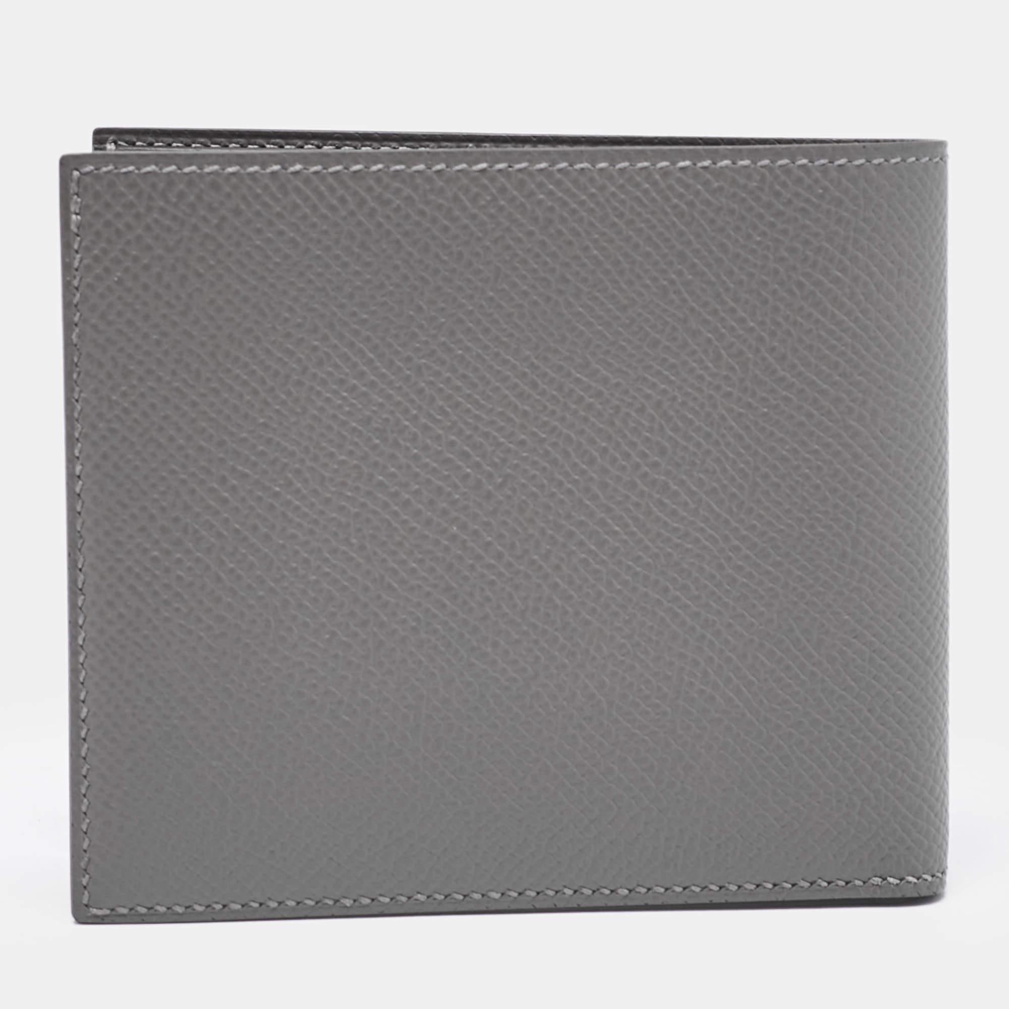 Men's Hermes Gris Epsom Leather MC² Copernic Wallet For Sale