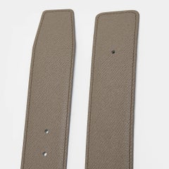 Hermes Gris Etain/Noir Epsom And Chamonix Reversible Belt Strap 85 CM