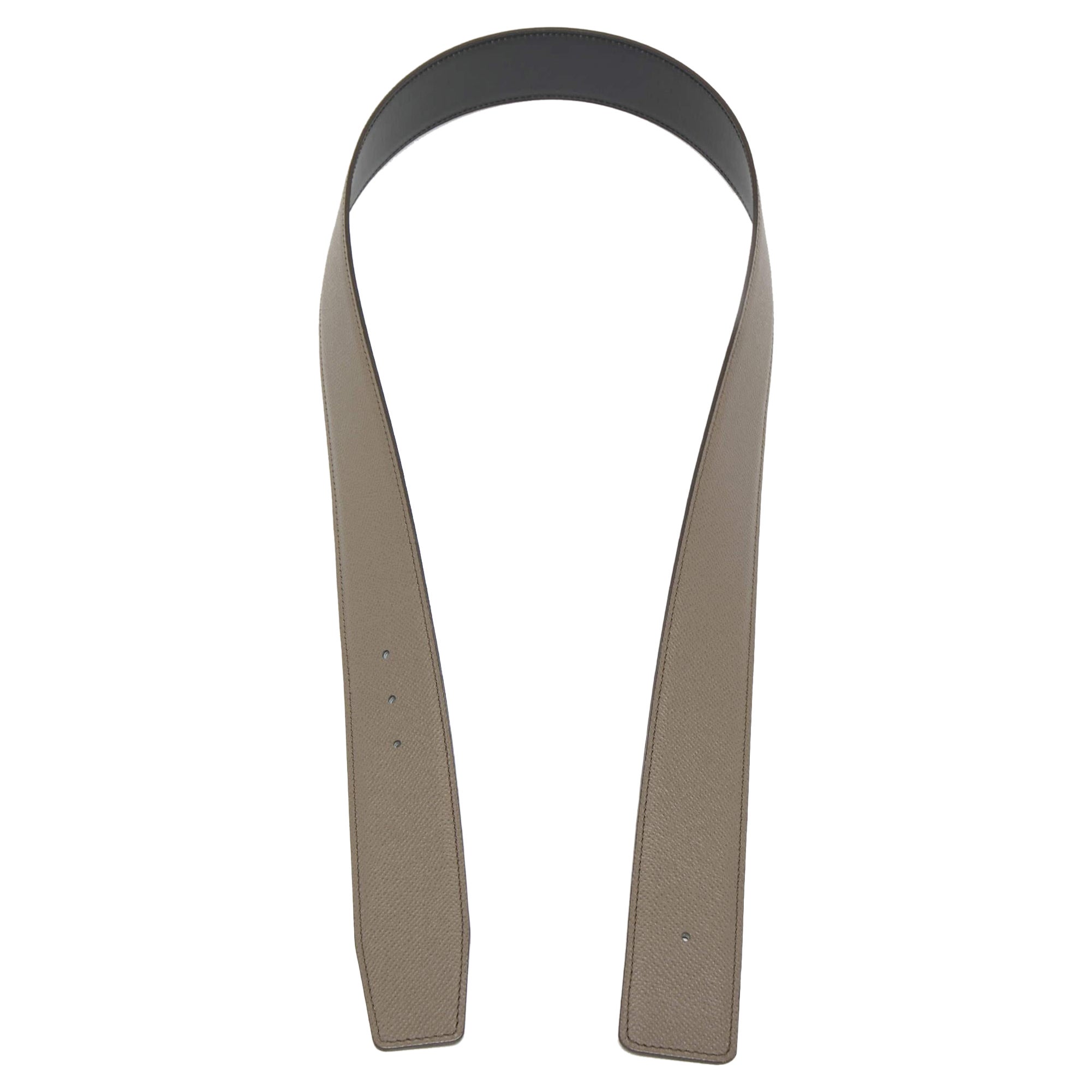 Hermes Gris Etain/Noir Epsom And Chamonix Reversible Belt Strap 85 CM