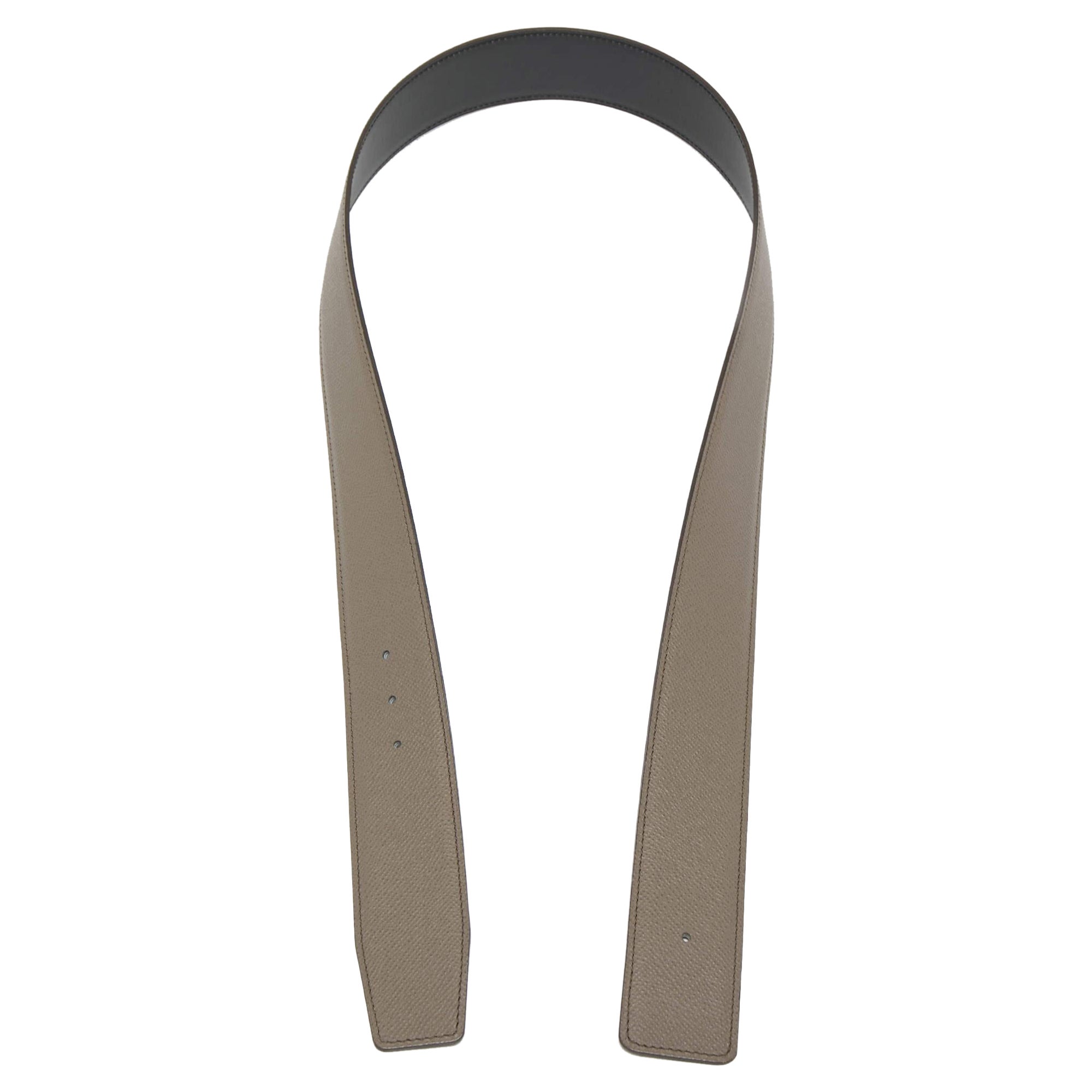 Hermes Gris Etain/Noir Epsom e Chamonix Cintura reversibile 85 CM