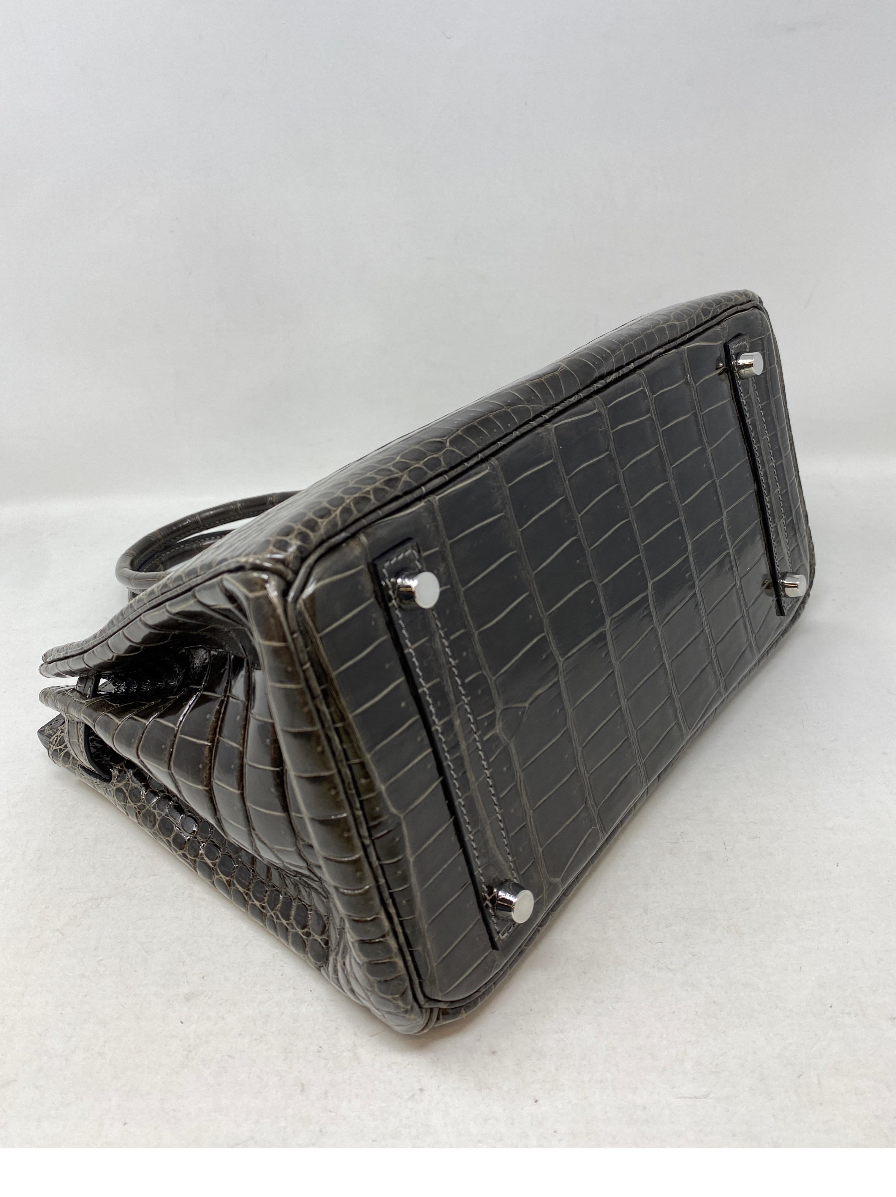 Hermes Gris Fonce Crocodile Birkin 30 Bag 1