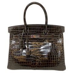 Hermes Gris Fonce Crocodile Birkin 30 Bag