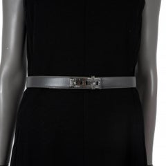 HERMES Gris Fonce grey Box leather TOUAREG COLLIER DE CHIEN 24mm Belt 75