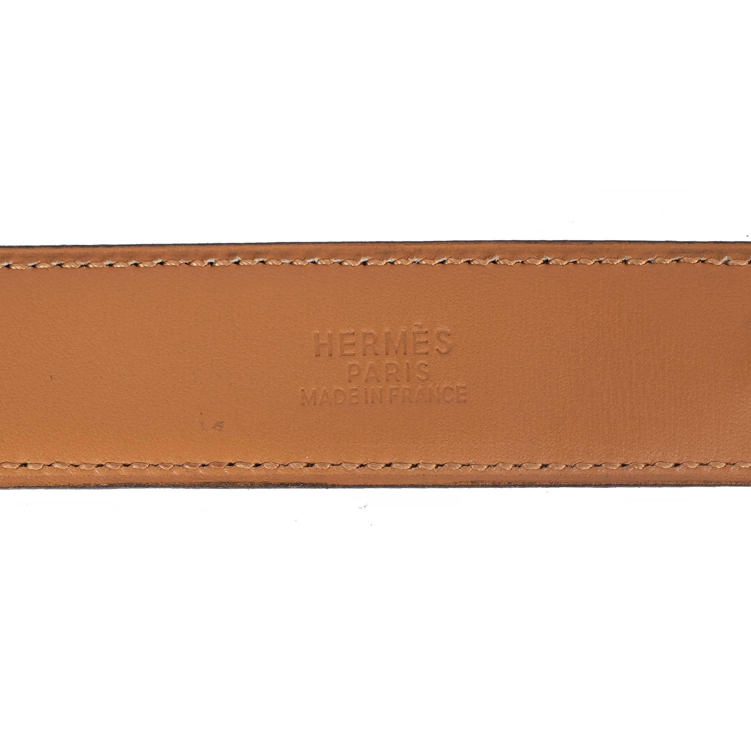 HERMES Gris Fonce grey Box leather TOUAREG COLLIER DE CHIEN 24mm Belt 75 For Sale 2