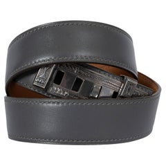 HERMES Gris Fonce grey Box leather TOUAREG COLLIER DE CHIEN 24mm Belt 75