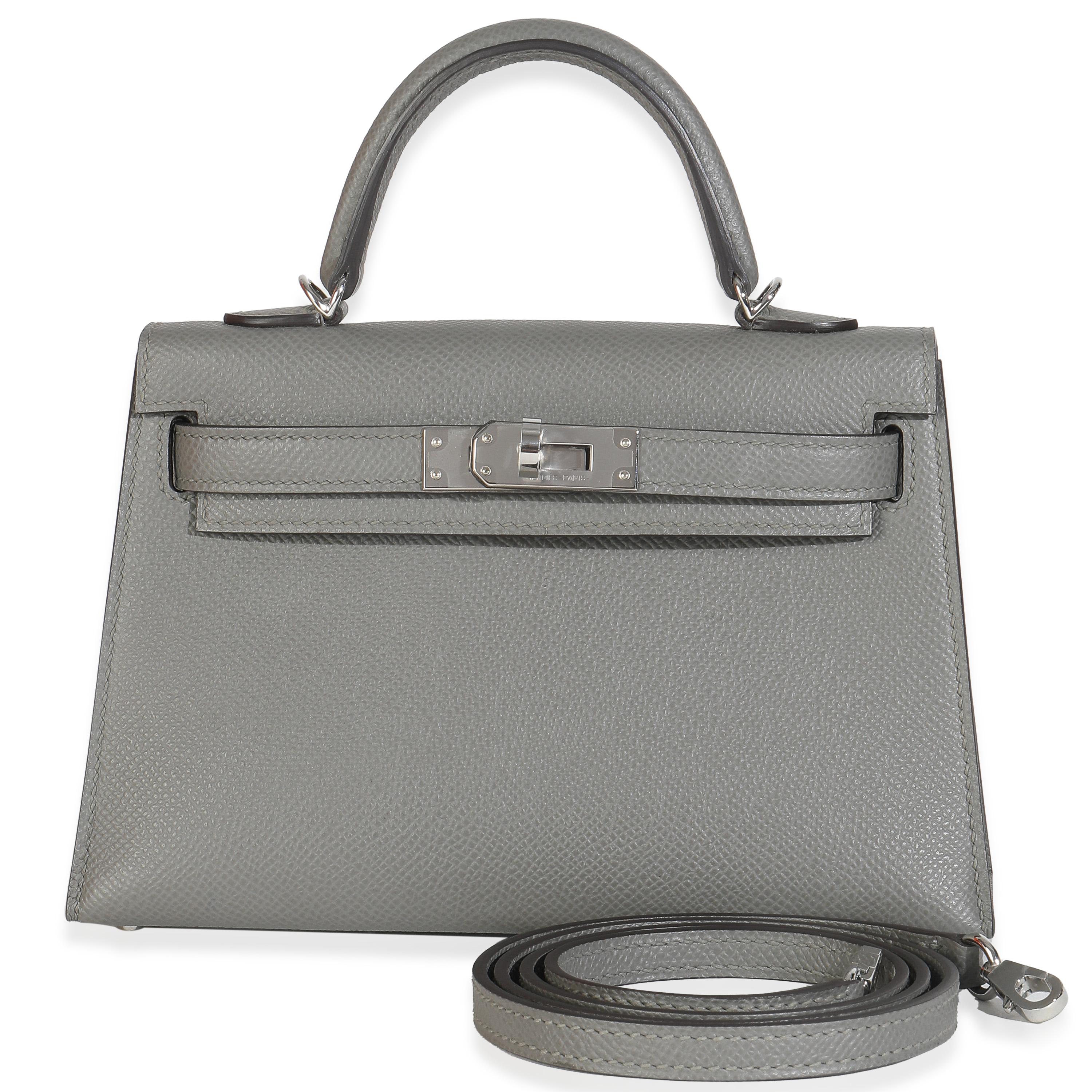Grigio Hermès Gris Meyer Epsom Sellier Mini Kelly II 20 PHW in vendita