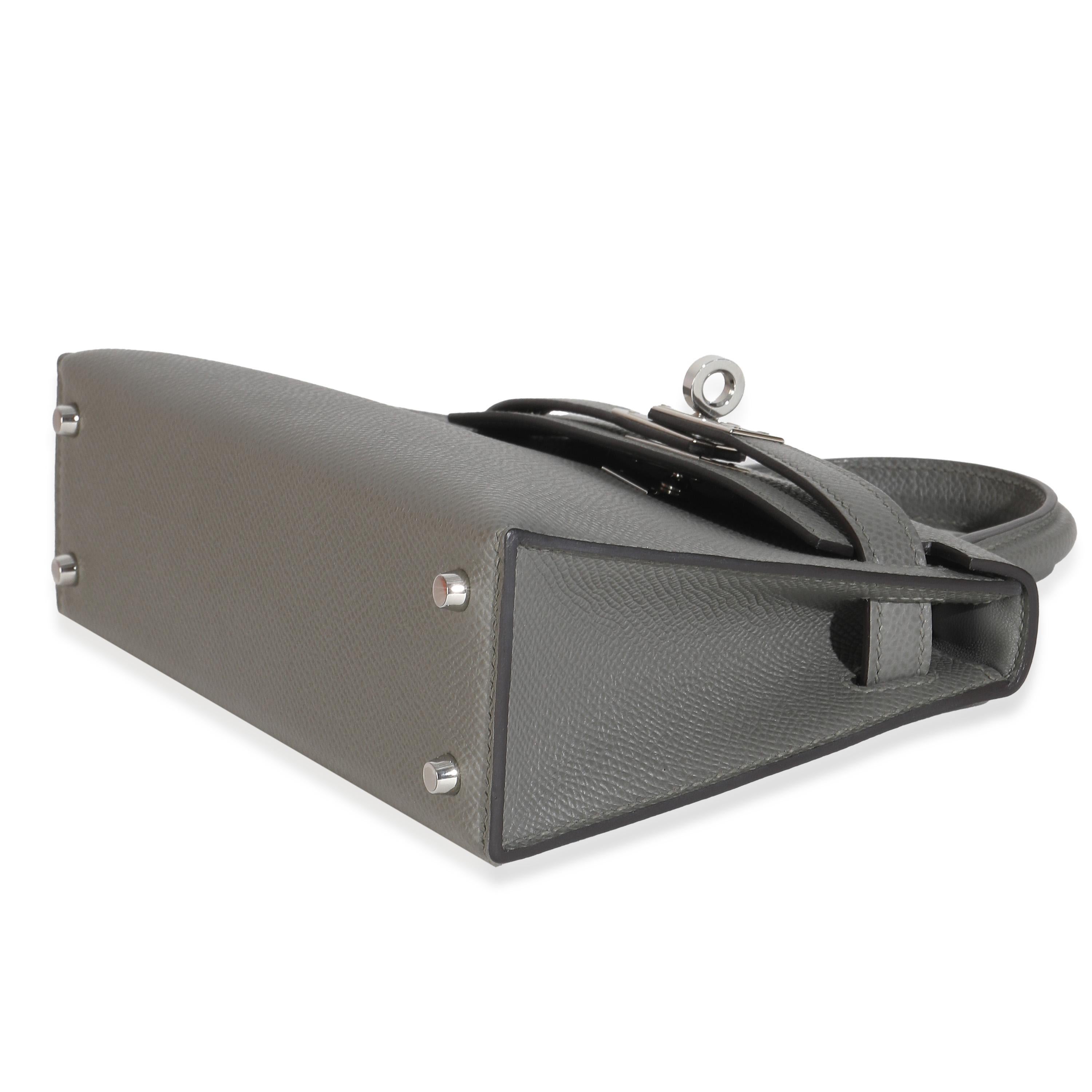 da uomo o donna Hermès Gris Meyer Epsom Sellier Mini Kelly II 20 PHW in vendita