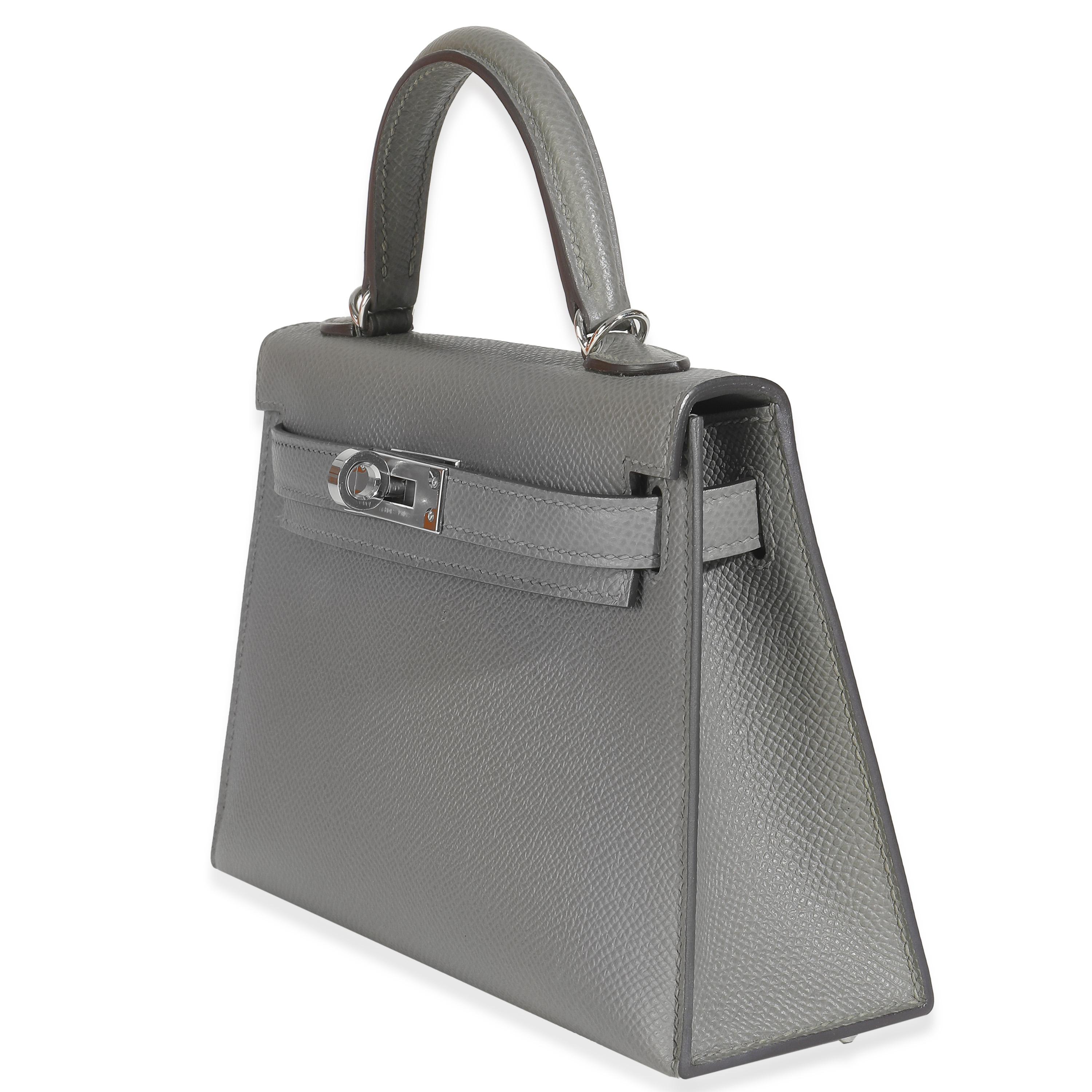 Hermès Gris Meyer Epsom Sellier Mini Kelly II 20 PHW in vendita 2