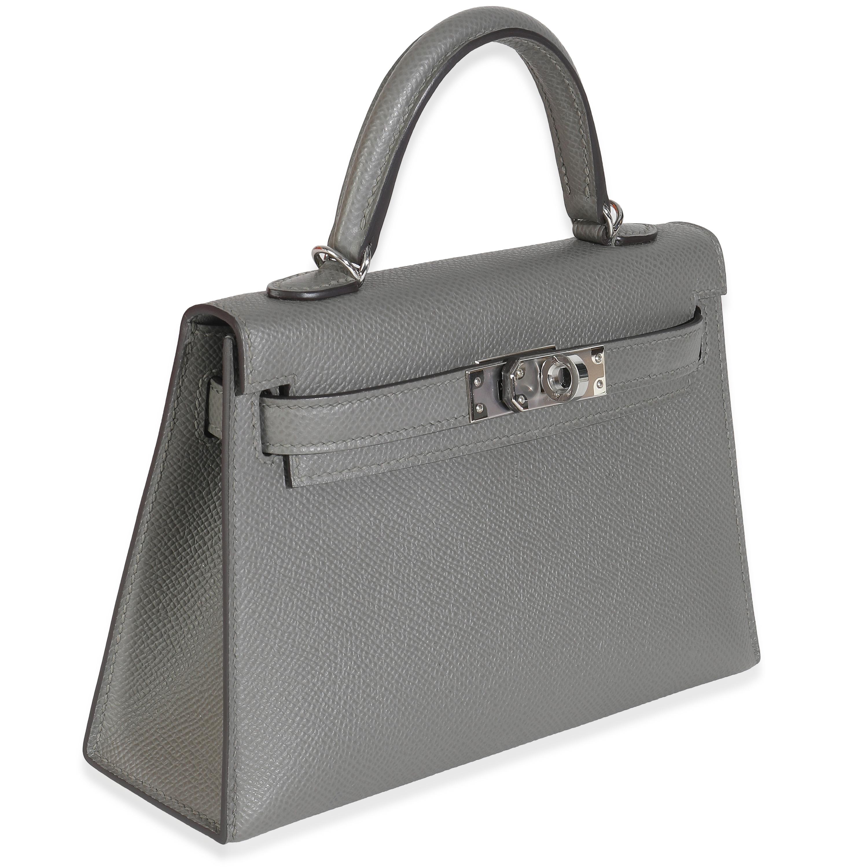 Hermès Gris Meyer Epsom Sellier Mini Kelly II 20 PHW in vendita 3