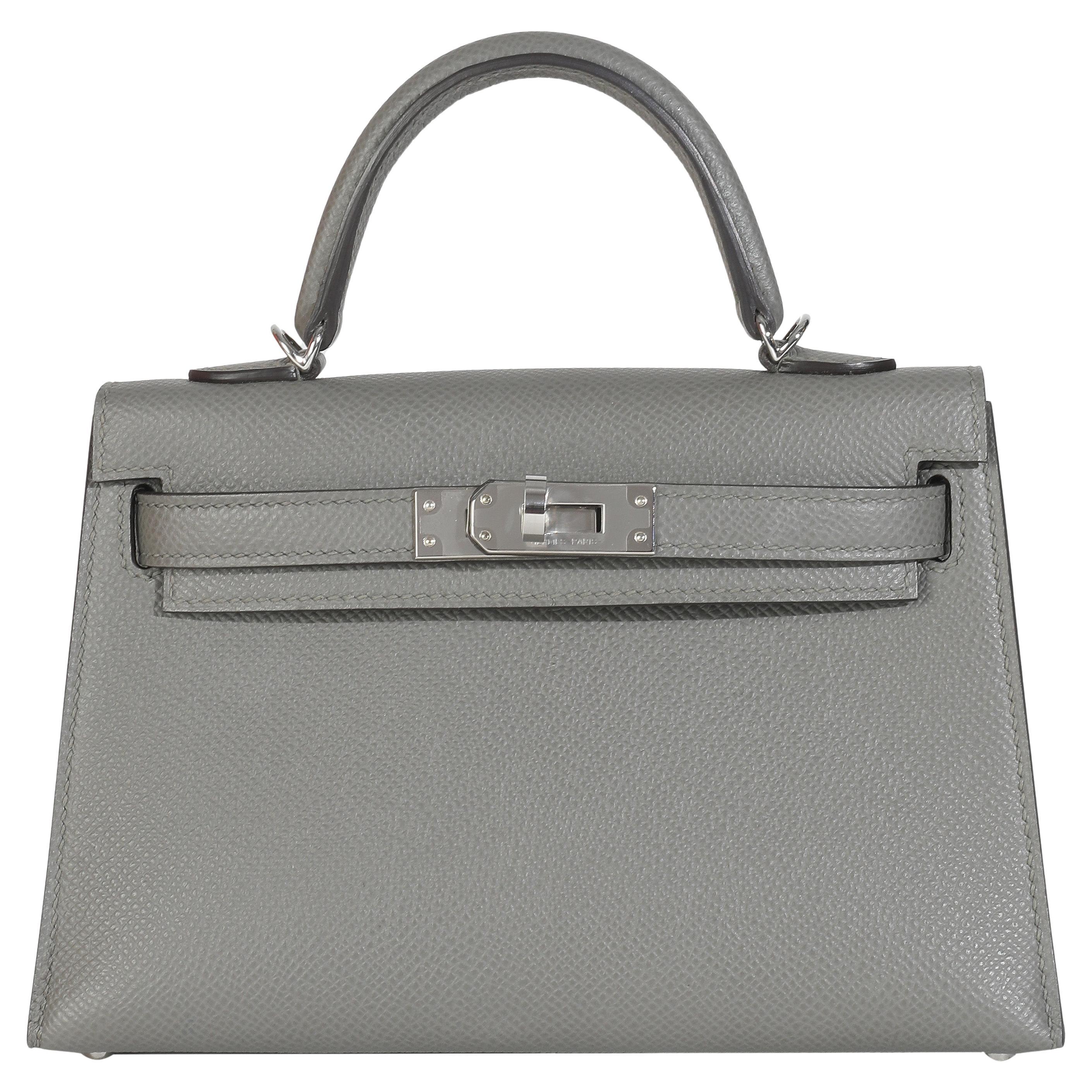 Hermès Gris Meyer Epsom Sellier Mini Kelly II 20 PHW
