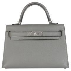 Hermès Gris Meyer Epsom Sellier Mini Kelly II 20 PHW