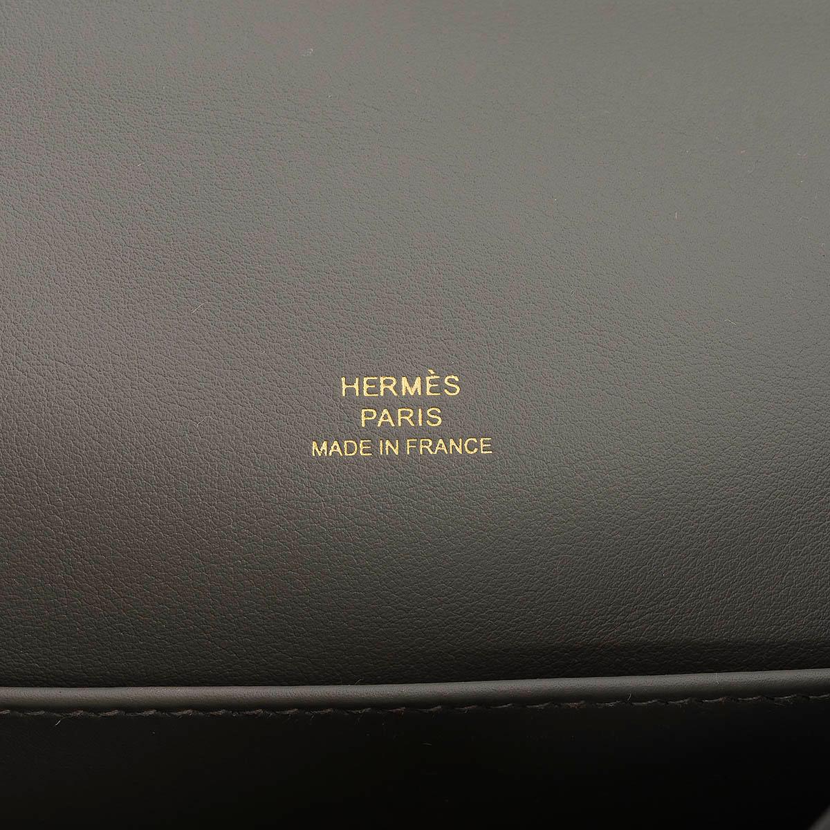 Women's HERMES Gris Meyer gray Swift leather KELLY POCHETTE Clutch Bag w Gold