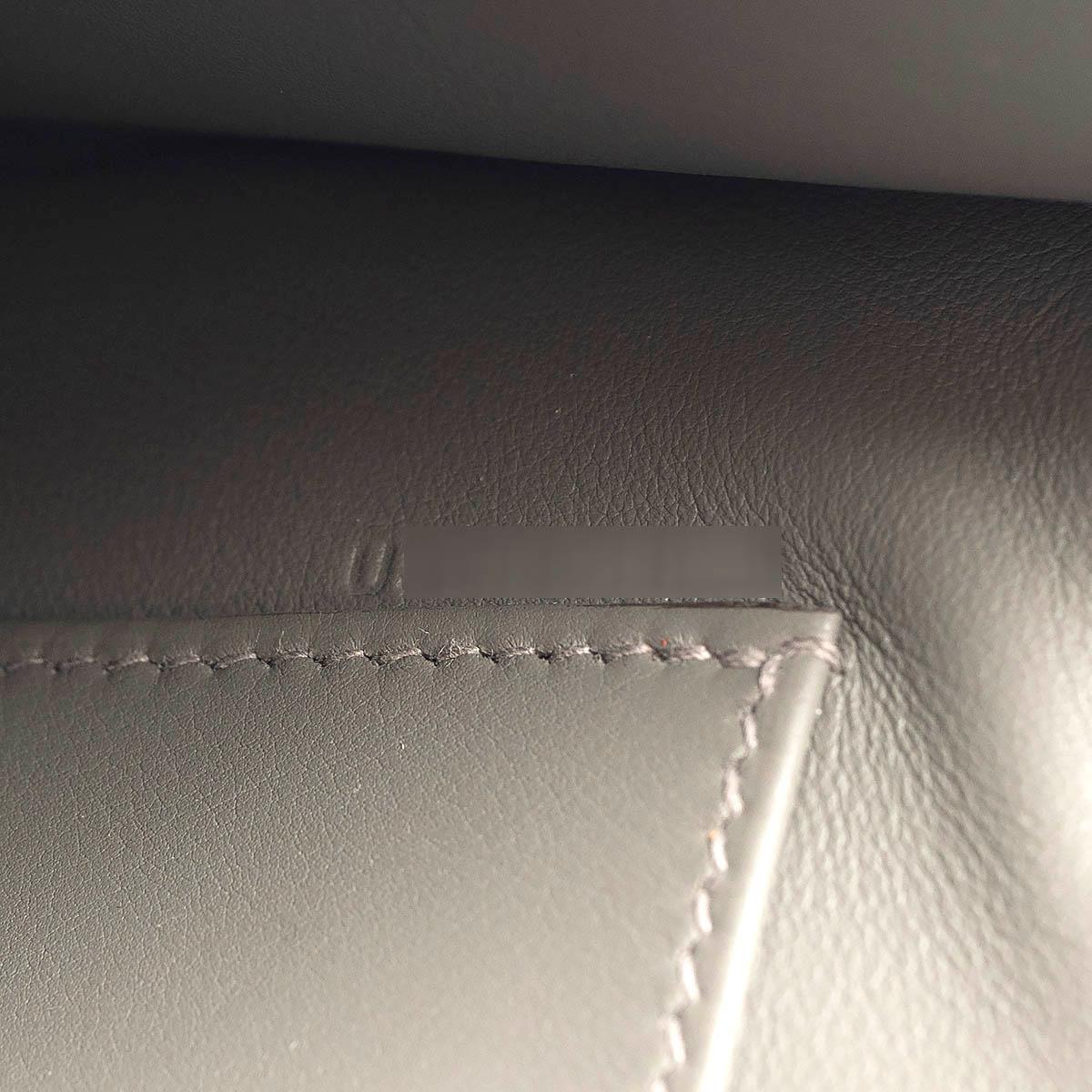 HERMES Gris Meyer gray Swift leather KELLY POCHETTE Clutch Bag w Gold 1