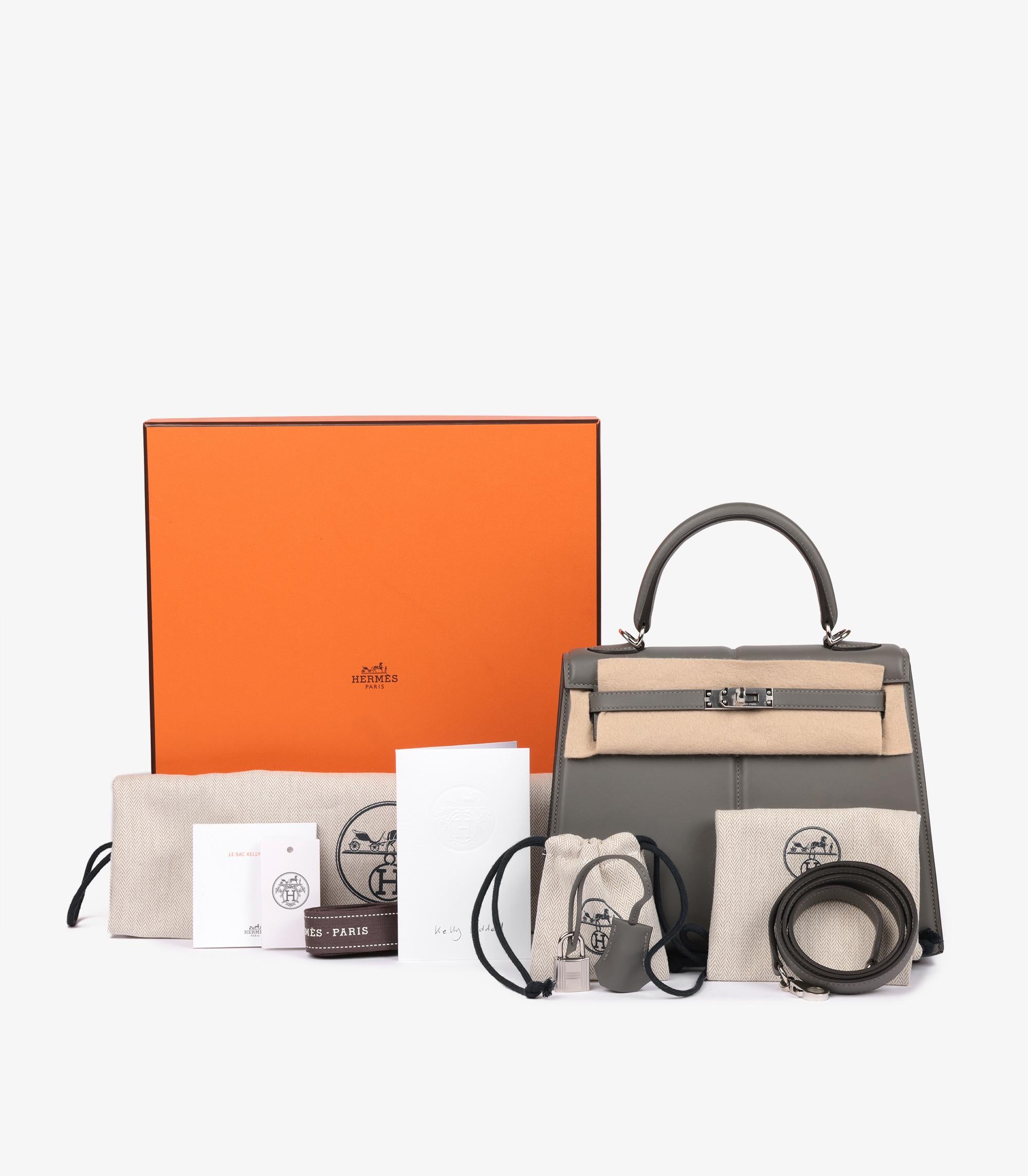Hermès Gris Meyer Swift Leder gepolsterte Kelly 25cm Sellier im Angebot 6