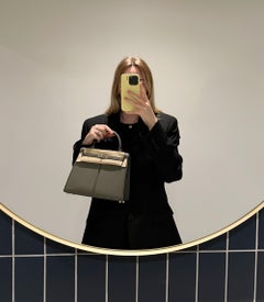 Hermès Gris Meyers Kelly en cuir rembourré 25cm Sellier