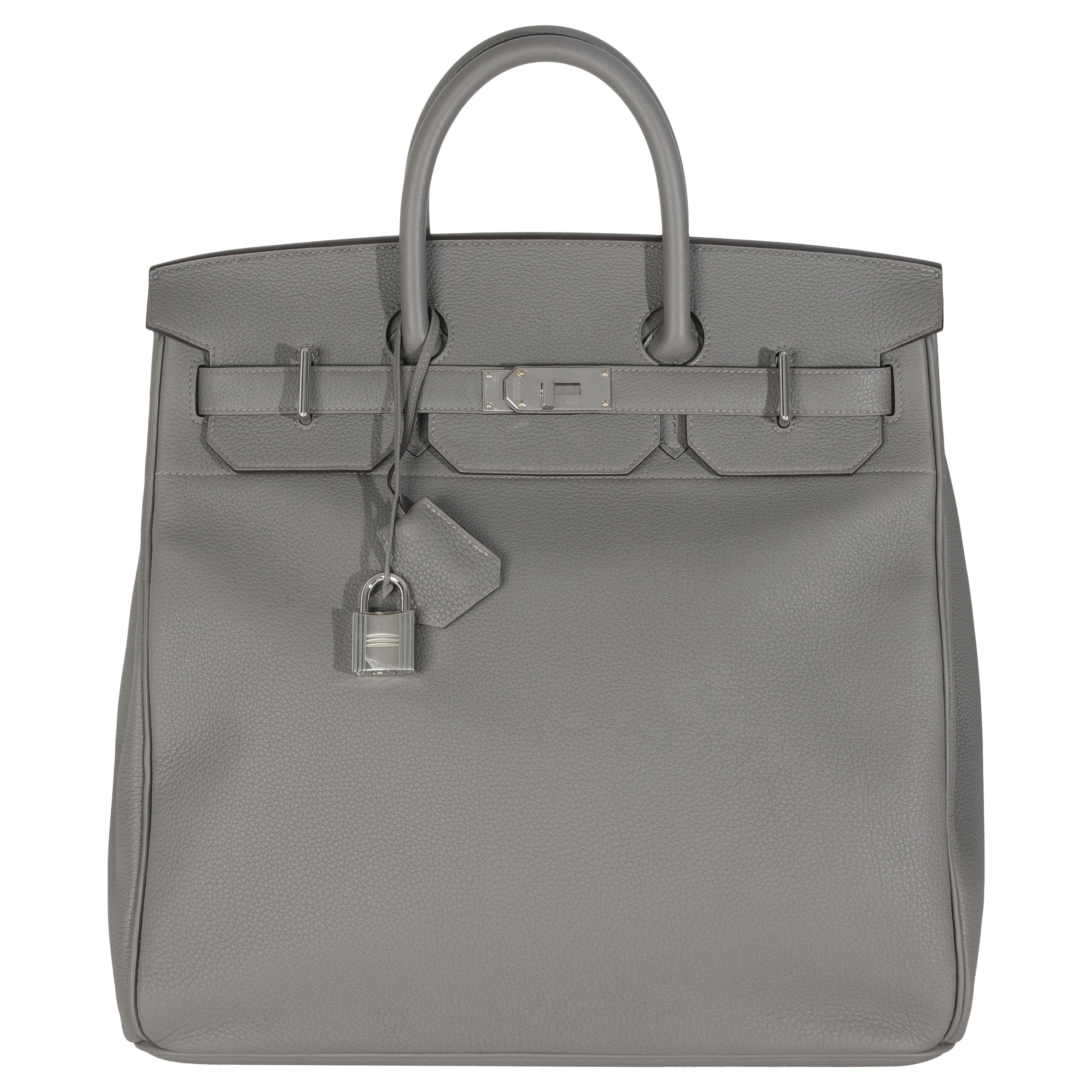 Hermès Gris Meyers Togo Birkin HAC 40 PHW en vente