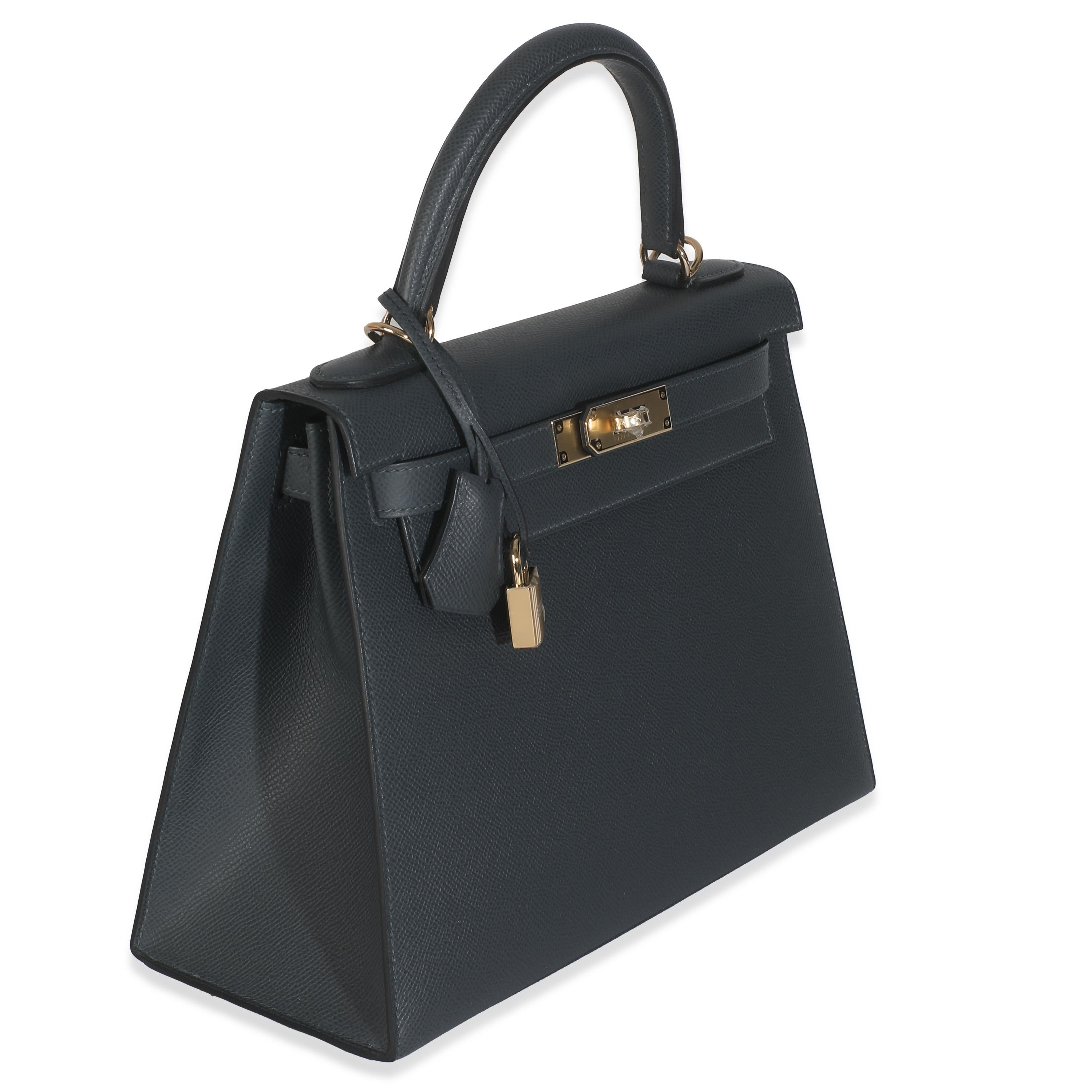 Black Hermès Gris Misty Epsom Sellier Kelly 28 PBHW For Sale