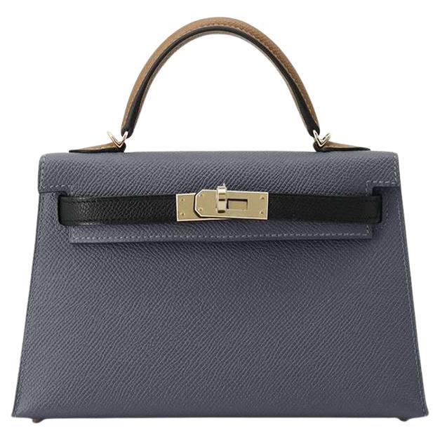 Hermès Gris Misty Noir Alezan Mini Kelly 20 Tricolore Epsom Permabrass Hardware