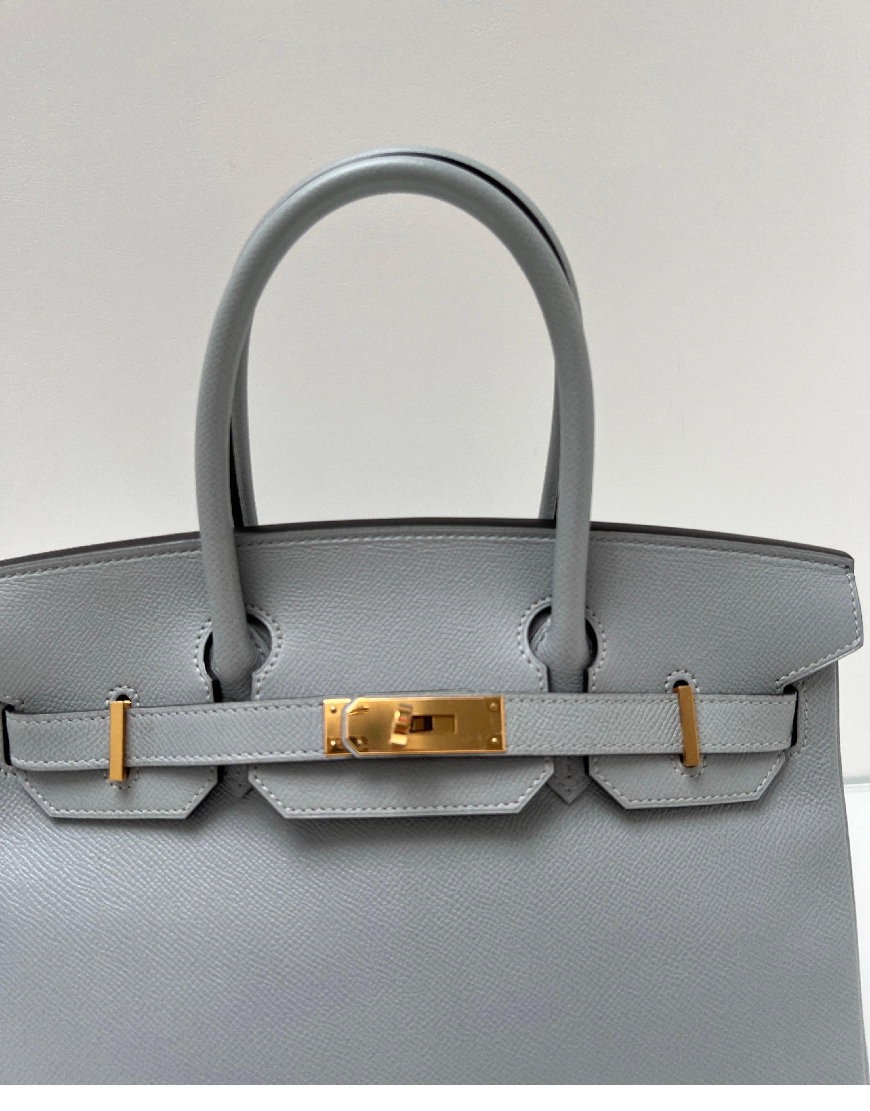 Gray Hermes Gris Mouette Birkin 30 Bag