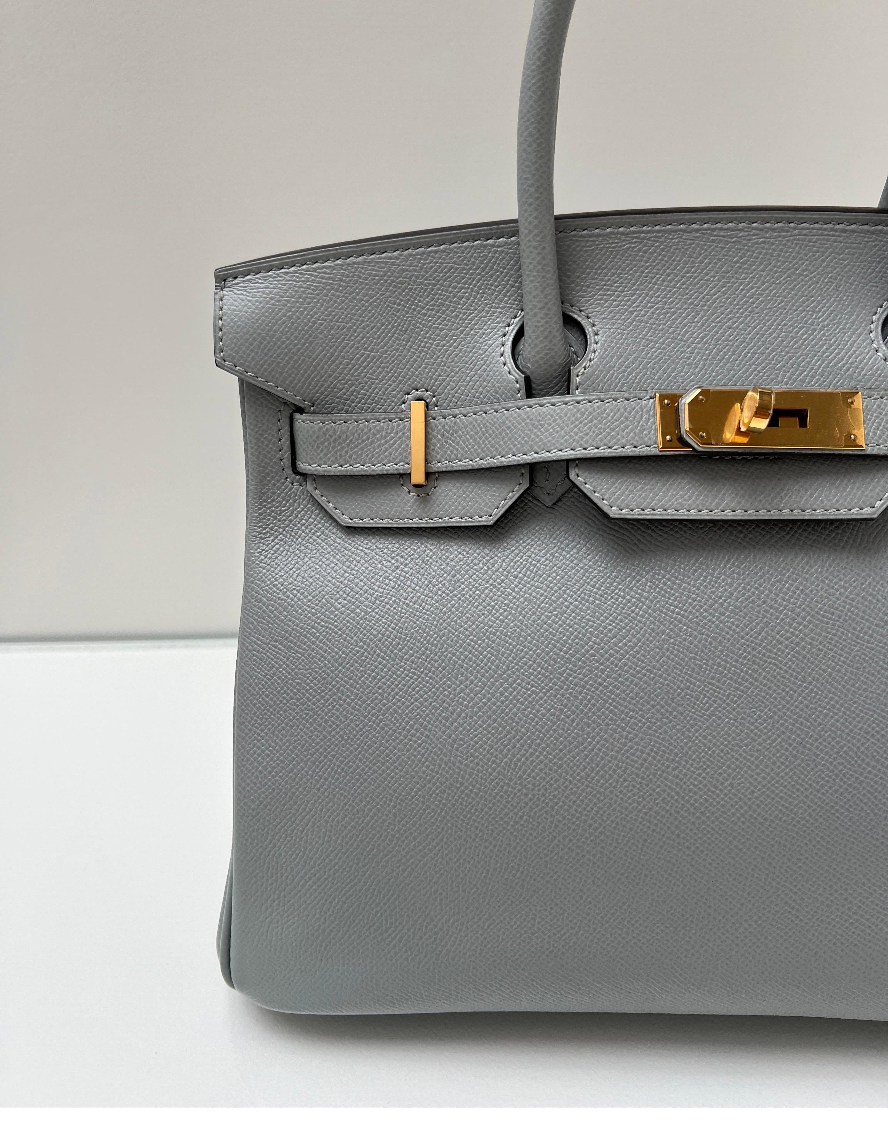Hermes Gris Mouette Birkin 30 Bag In Excellent Condition In Athens, GA