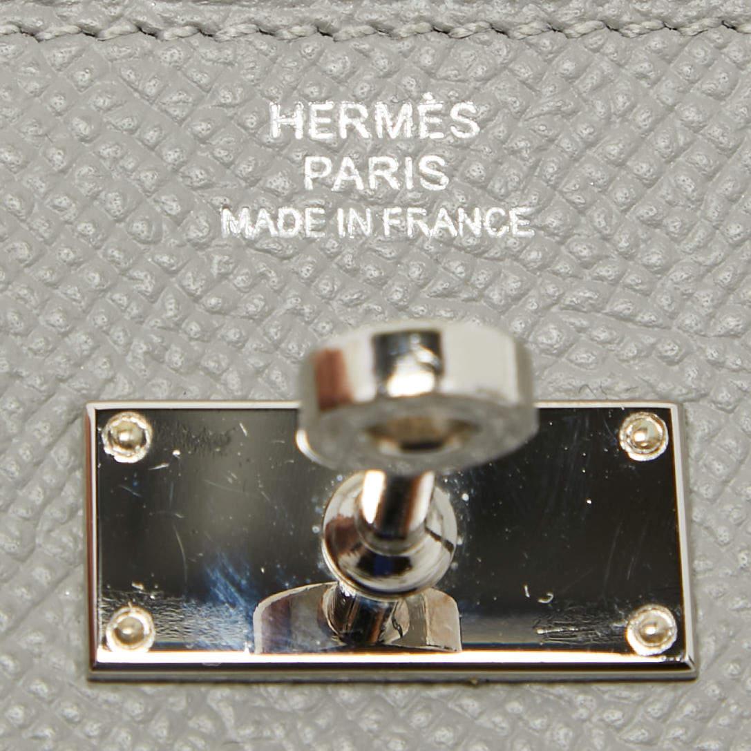 Hermes Gris Mouette Epsom Leder Kelly Classic Geldbörse im Angebot 6