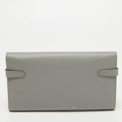 Hermes Gris Mouette Epsom Leather Kelly Classic Wallet
