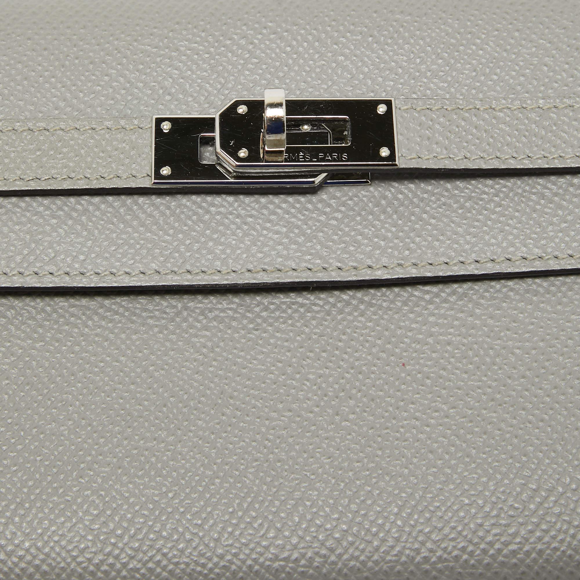 Hermes Gris Mouette Epsom Leather Kelly Classic Wallet For Sale 2