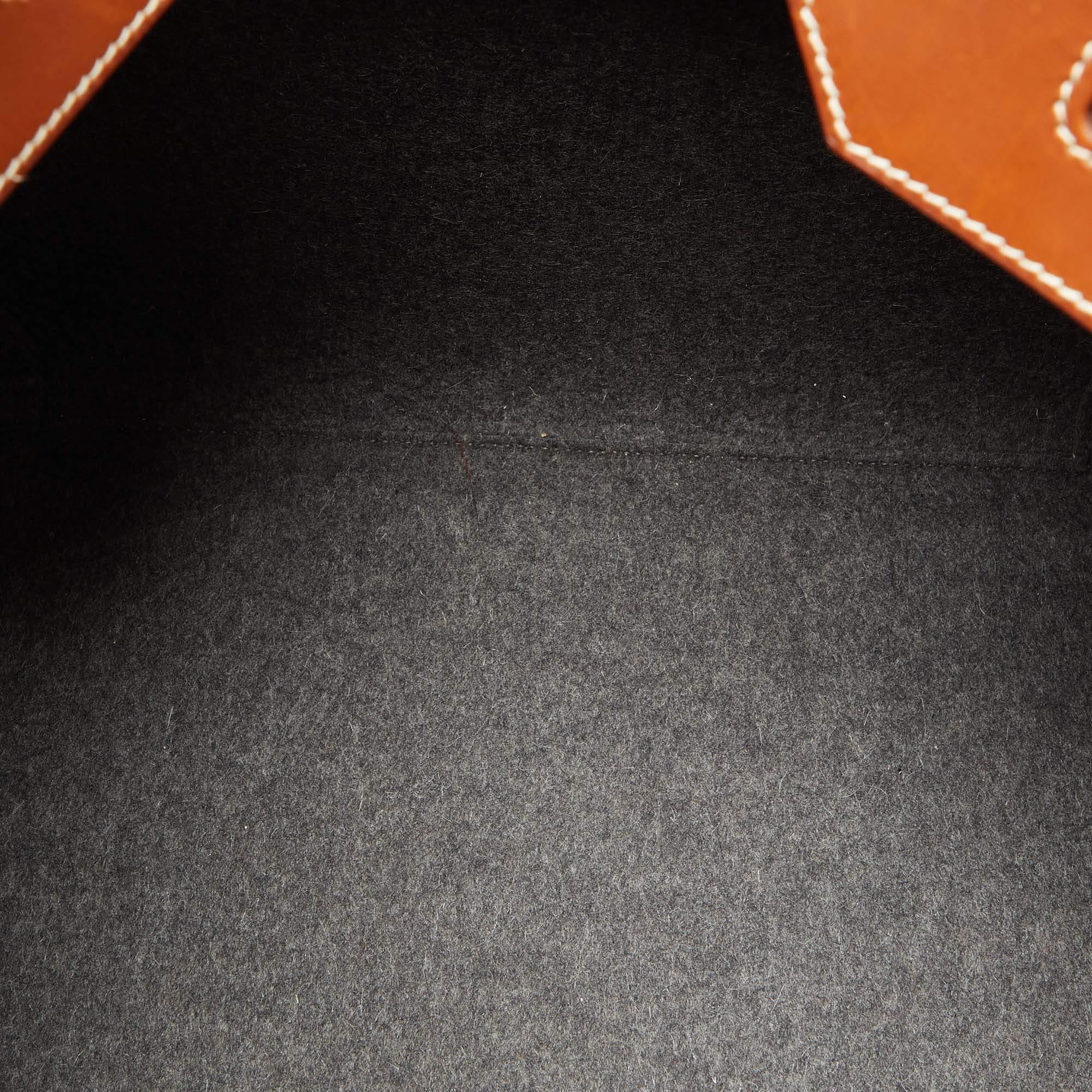 Hermes Gris Moyen/Fauve Wool and Leather Palladium Finish HAC Birkin 40 Bag 10