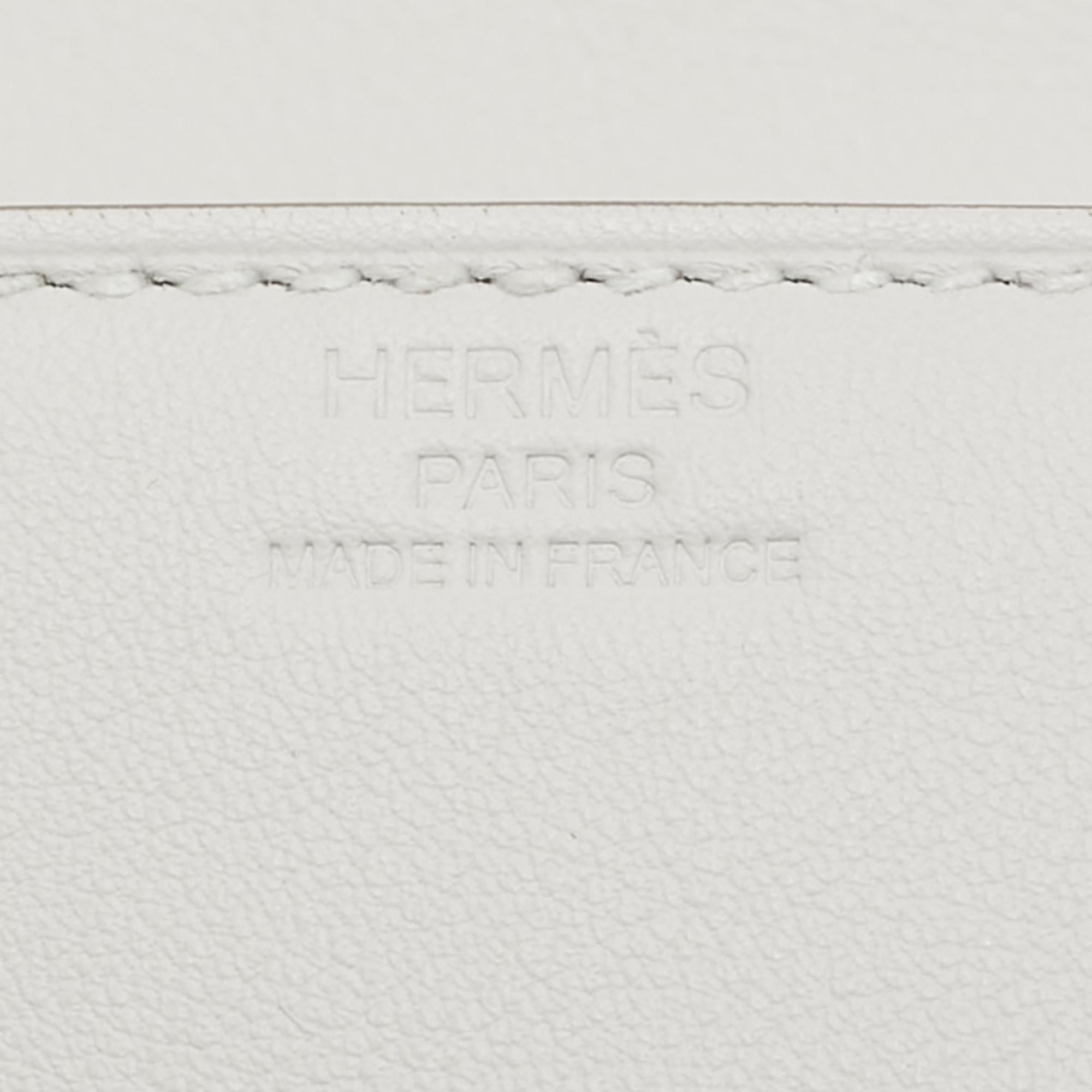 Hermès Gris Pale Swift Leather Birkin Shadow Clutch In Excellent Condition In Dubai, Al Qouz 2