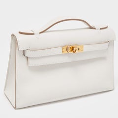 Hermès Gris Pale Swift Leather Gold Finish Kelly Pochette