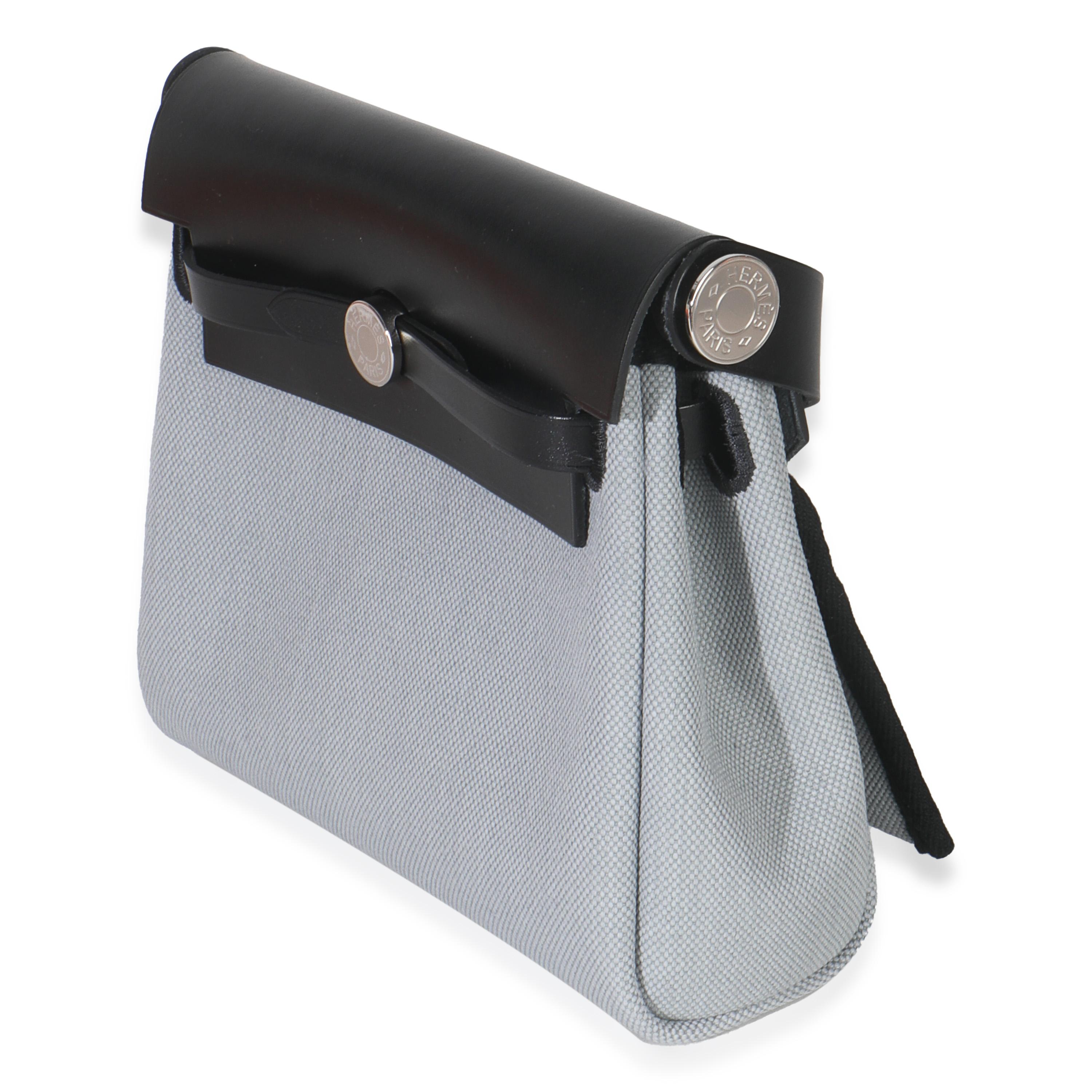 Donna Hermès Gris Pantin Nero Military Toile Vache Hunter Herbag Zip Retourne 20 PHW in vendita