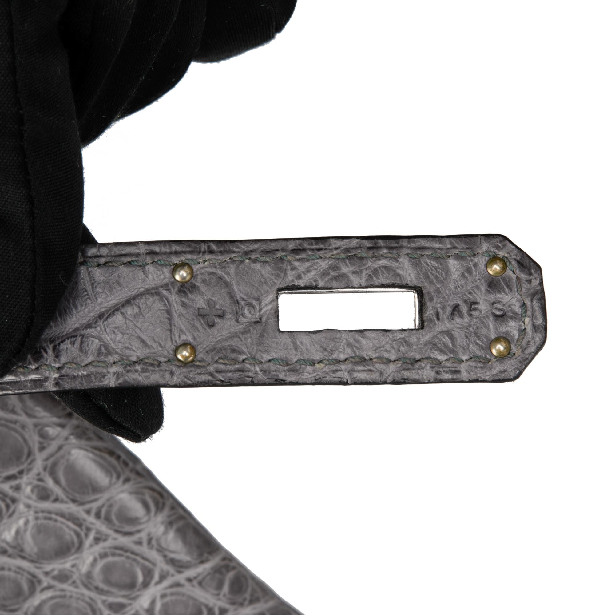 Birkin HERMÈS Gris París Piel de Aligátor Mate 35cm en venta 6