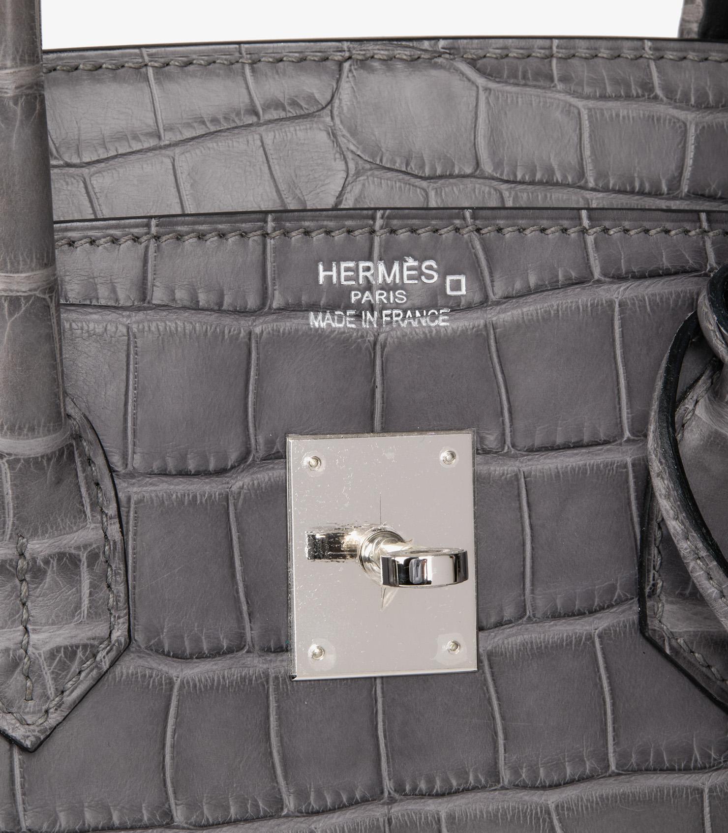 HERMÈS Gris Paris Mattes Alligatorleder Birkin 35cm im Angebot 5