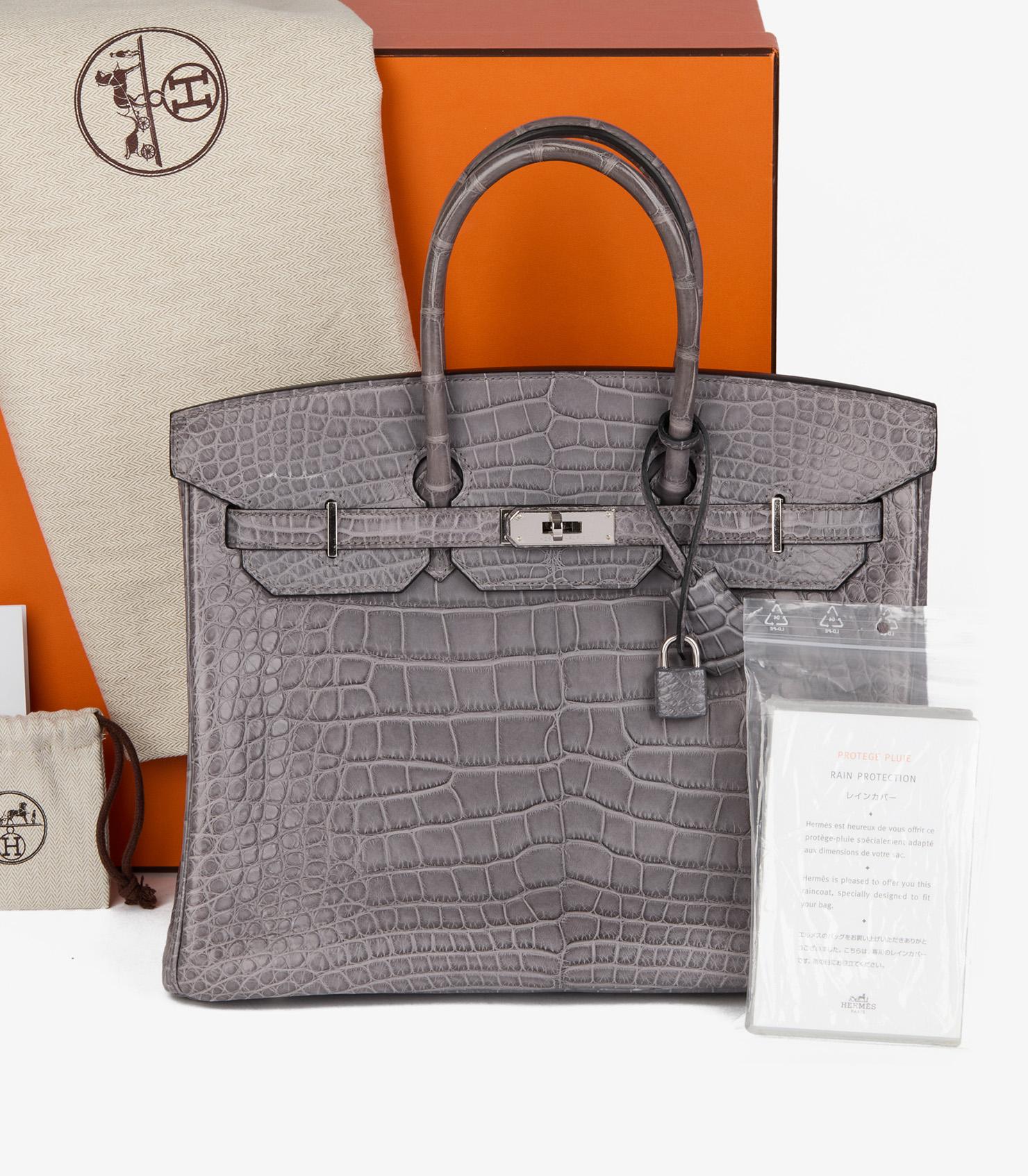 HERMÈS Gris Paris Mattes Alligatorleder Birkin 35cm im Angebot 8