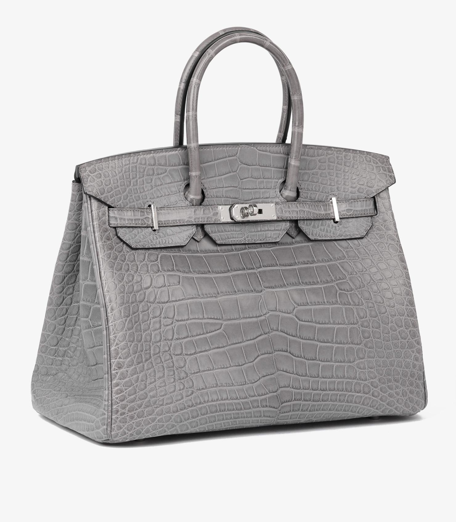 HERMÈS Gris Paris Mattes Alligatorleder Birkin 35cm (Grau) im Angebot