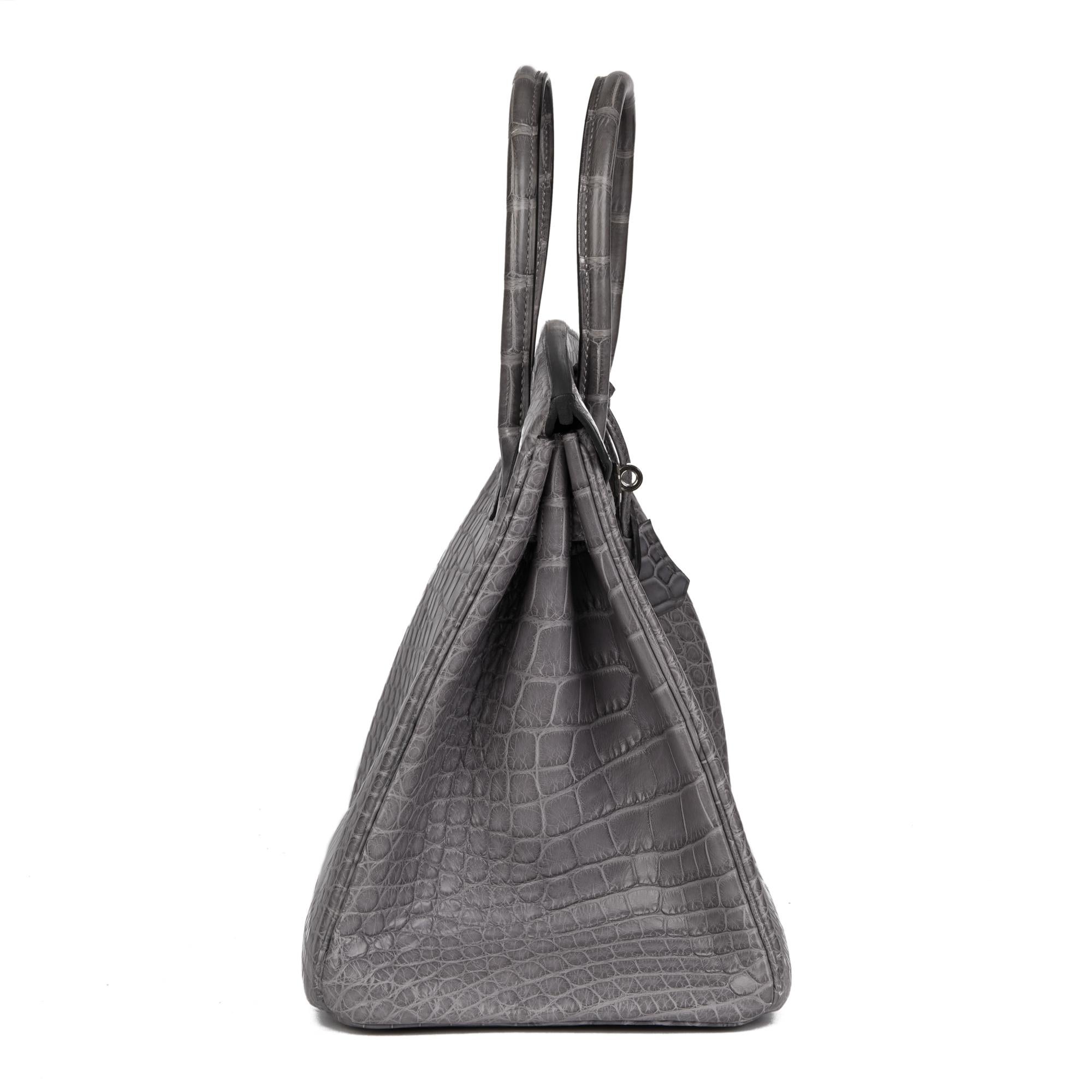 De las mujeres Birkin HERMÈS Gris París Piel de Aligátor Mate 35cm en venta
