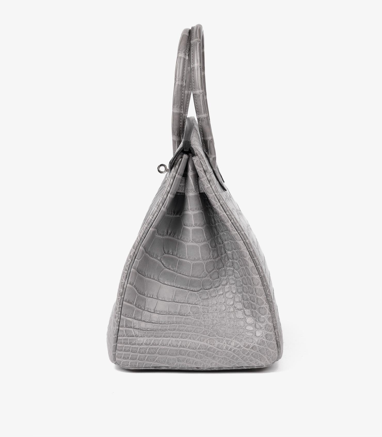 HERMÈS Gris Paris Mattes Alligatorleder Birkin 35cm Damen im Angebot