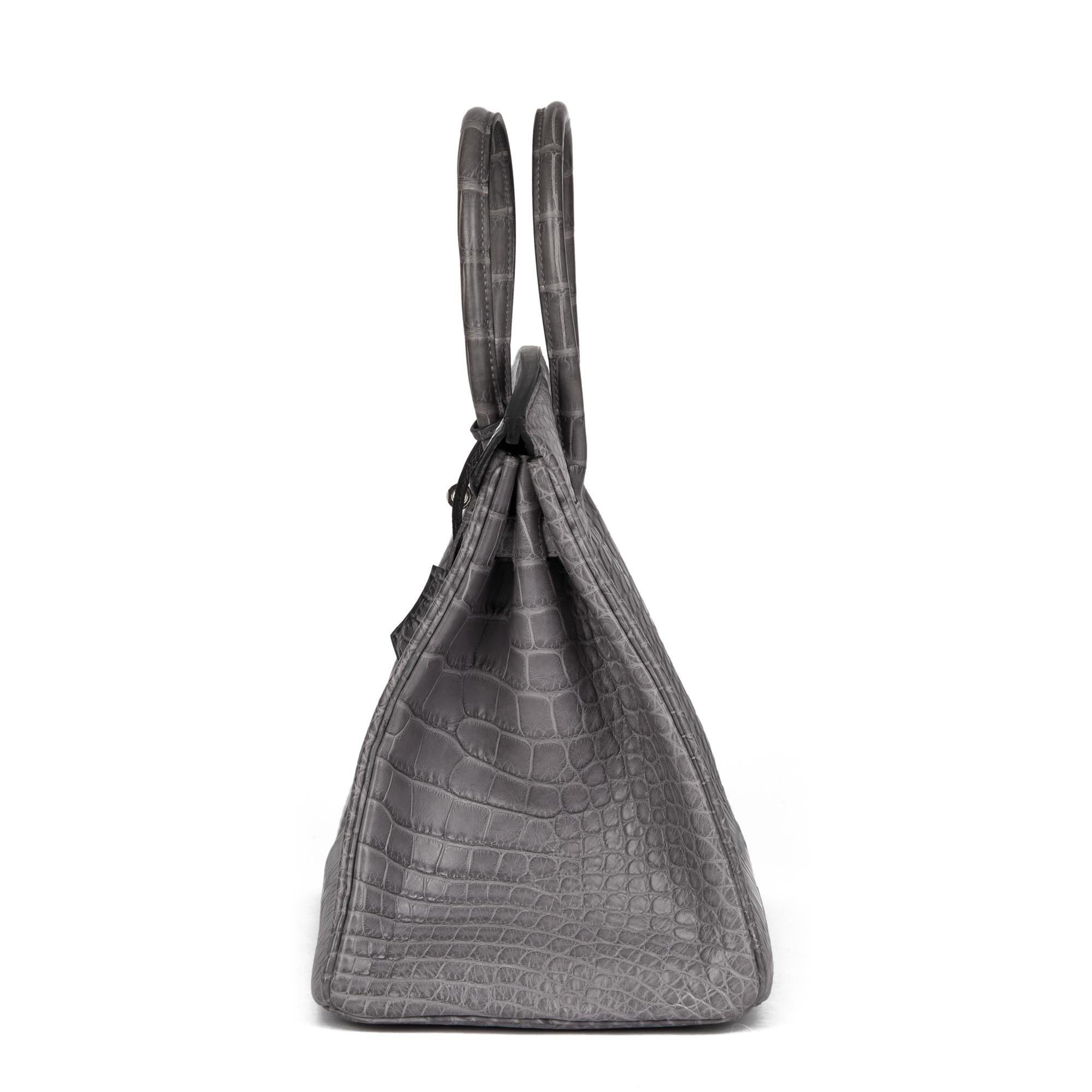 Birkin HERMÈS Gris París Piel de Aligátor Mate 35cm en venta 2