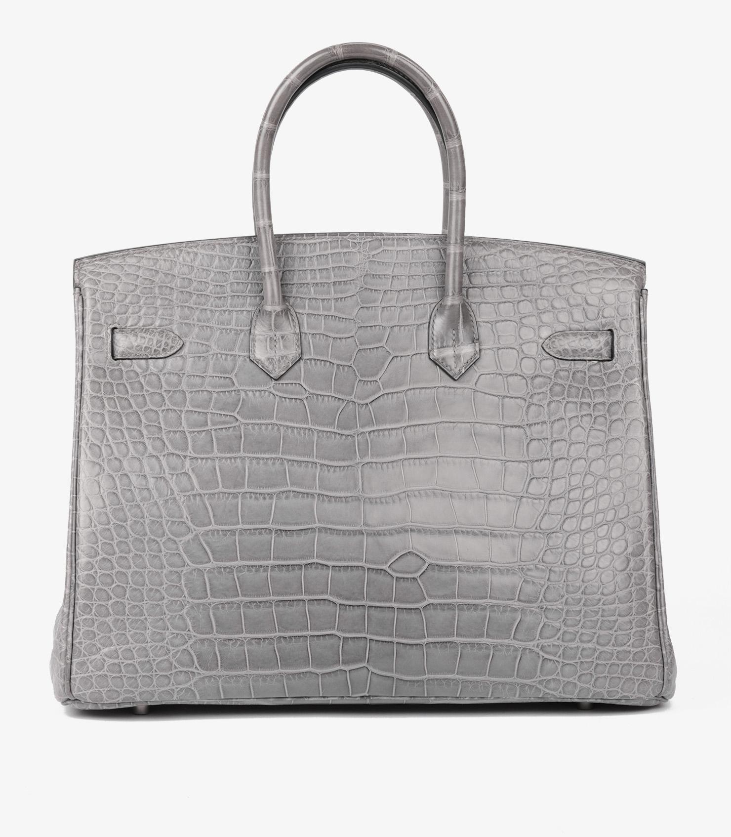 HERMÈS Gris Paris Mattes Alligatorleder Birkin 35cm im Angebot 1