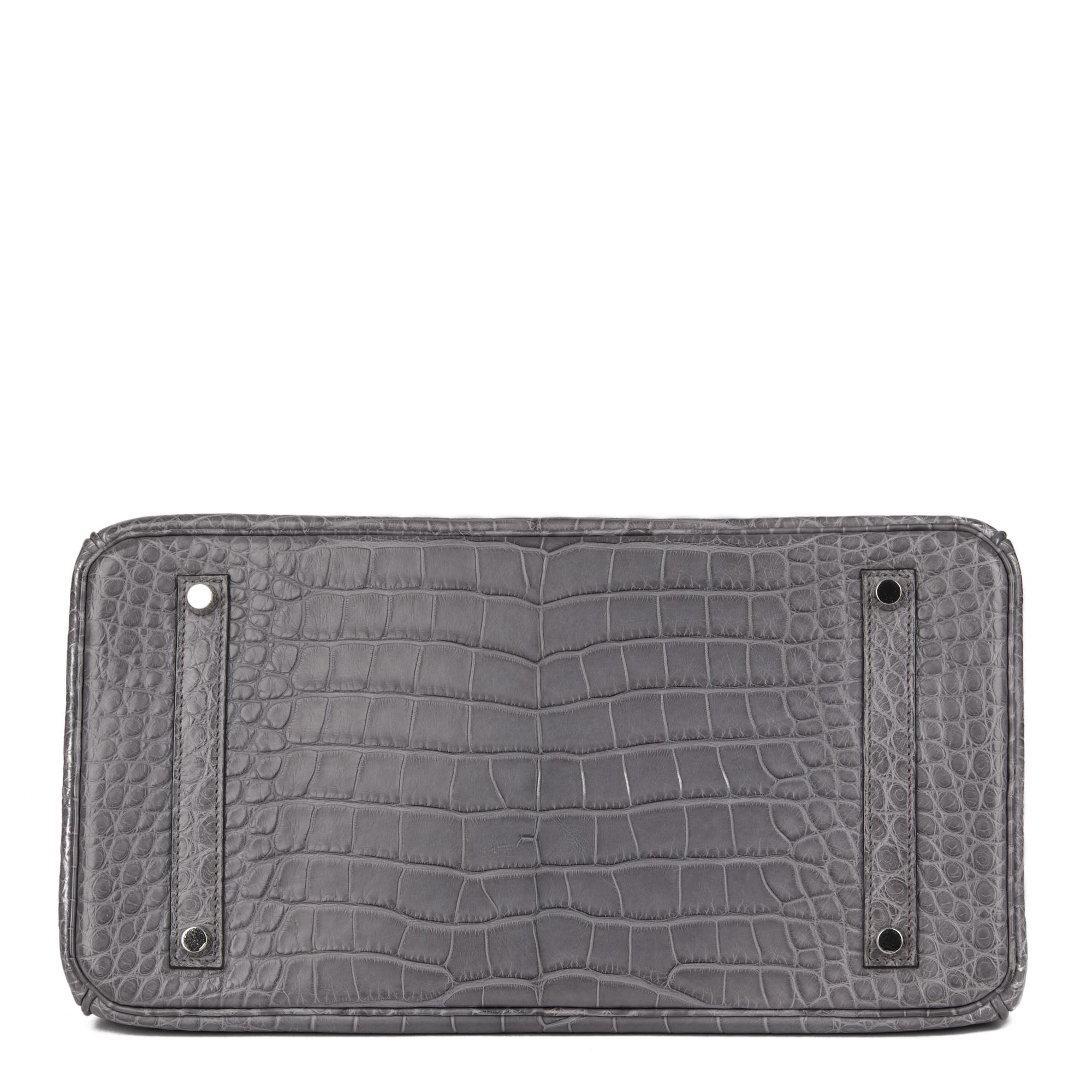 Birkin HERMÈS Gris París Piel de Aligátor Mate 35cm en venta 3