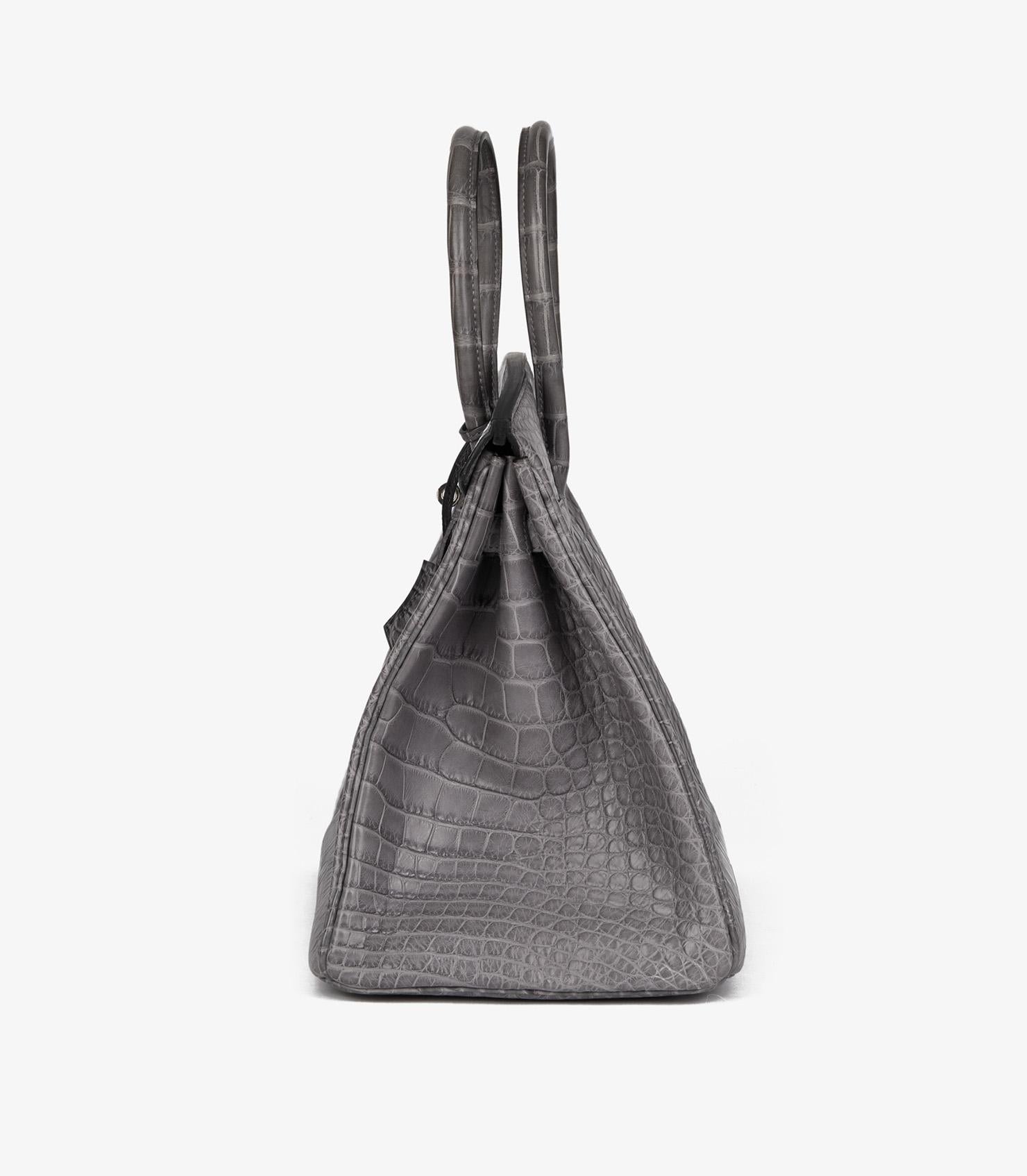 HERMÈS Gris Paris Mattes Alligatorleder Birkin 35cm im Angebot 2