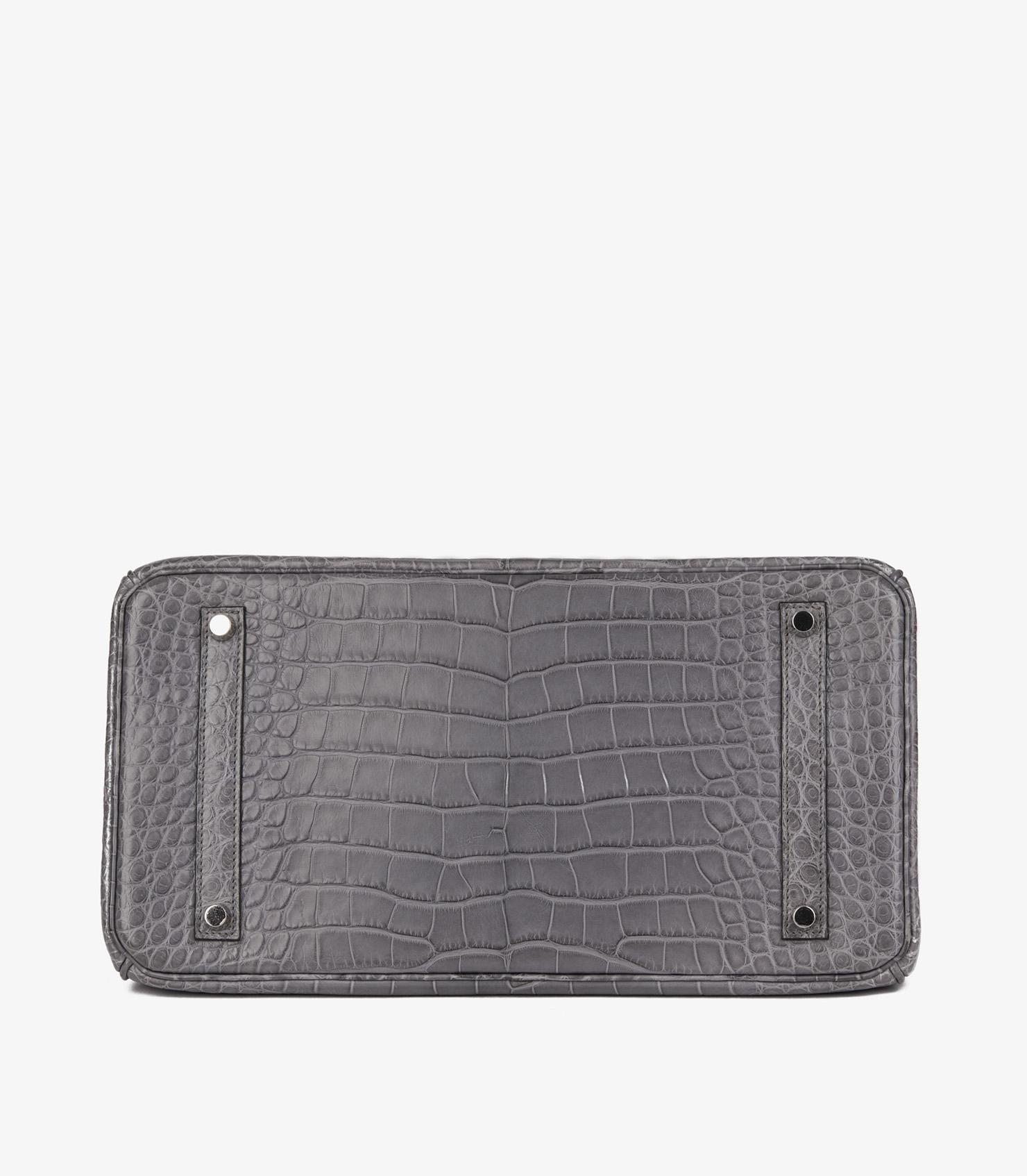 HERMÈS Gris Paris Mattes Alligatorleder Birkin 35cm im Angebot 3