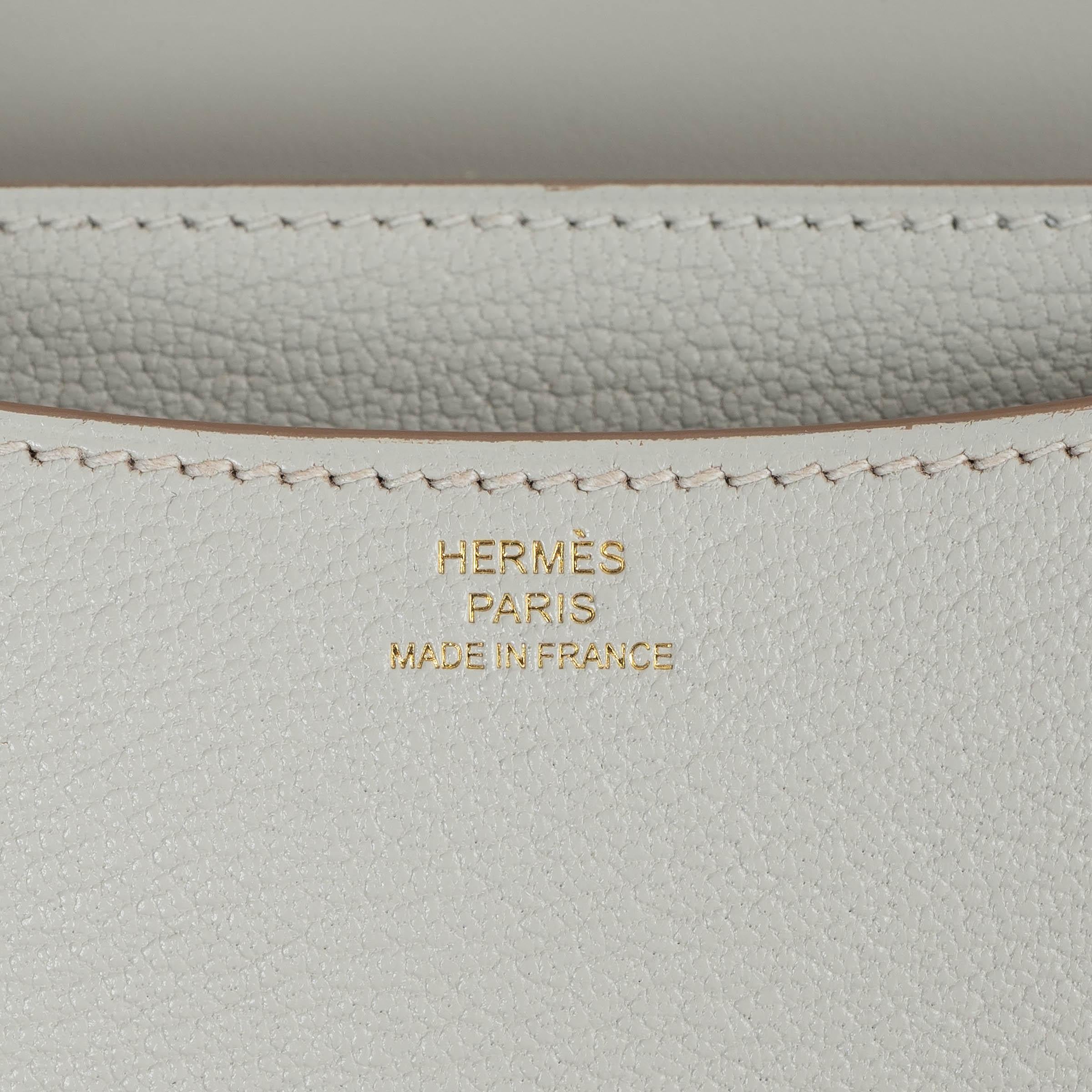 HERMES Gris Perle grey Mysore leather CONSTANCE 18 MIROIR Bag Ghw im Angebot 3