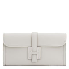 Hermes Gris Perle Pearl Grey Jige Elan Clutch Bag 29cm Superb