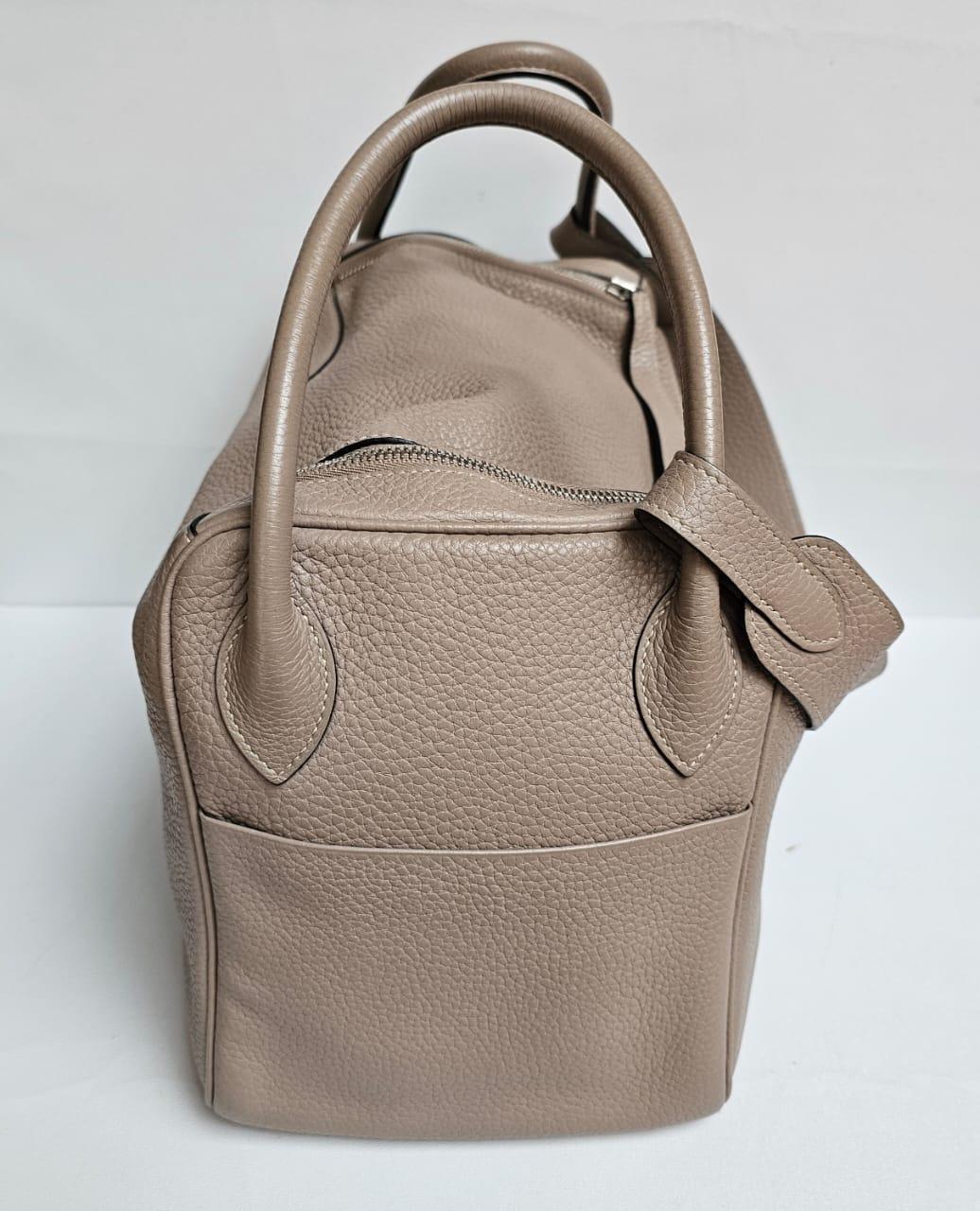 Hermes Gris Tourtelle Clemence Lindy 34 Bag For Sale 12